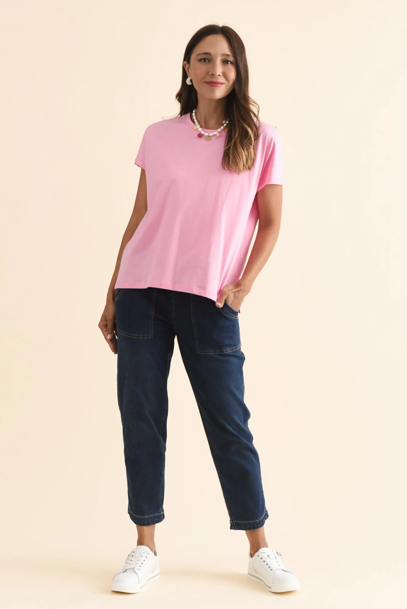 Abbi Pink Cotton Tee - Image 2