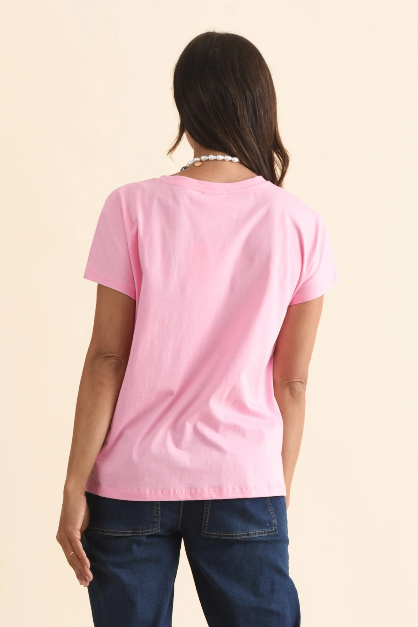 Abbi Pink Cotton Tee - Image 4
