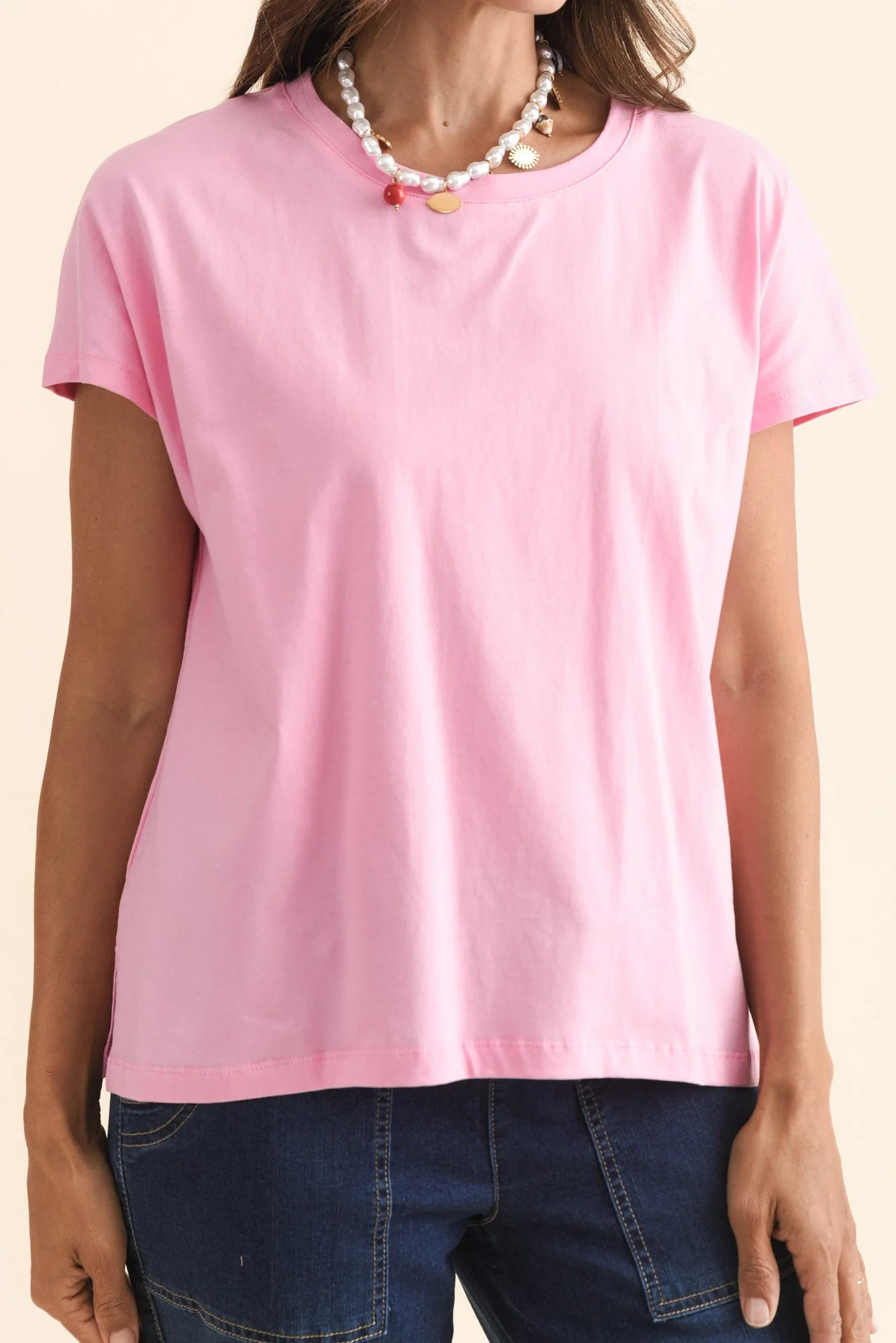 Abbi Pink Cotton Tee - Image 5