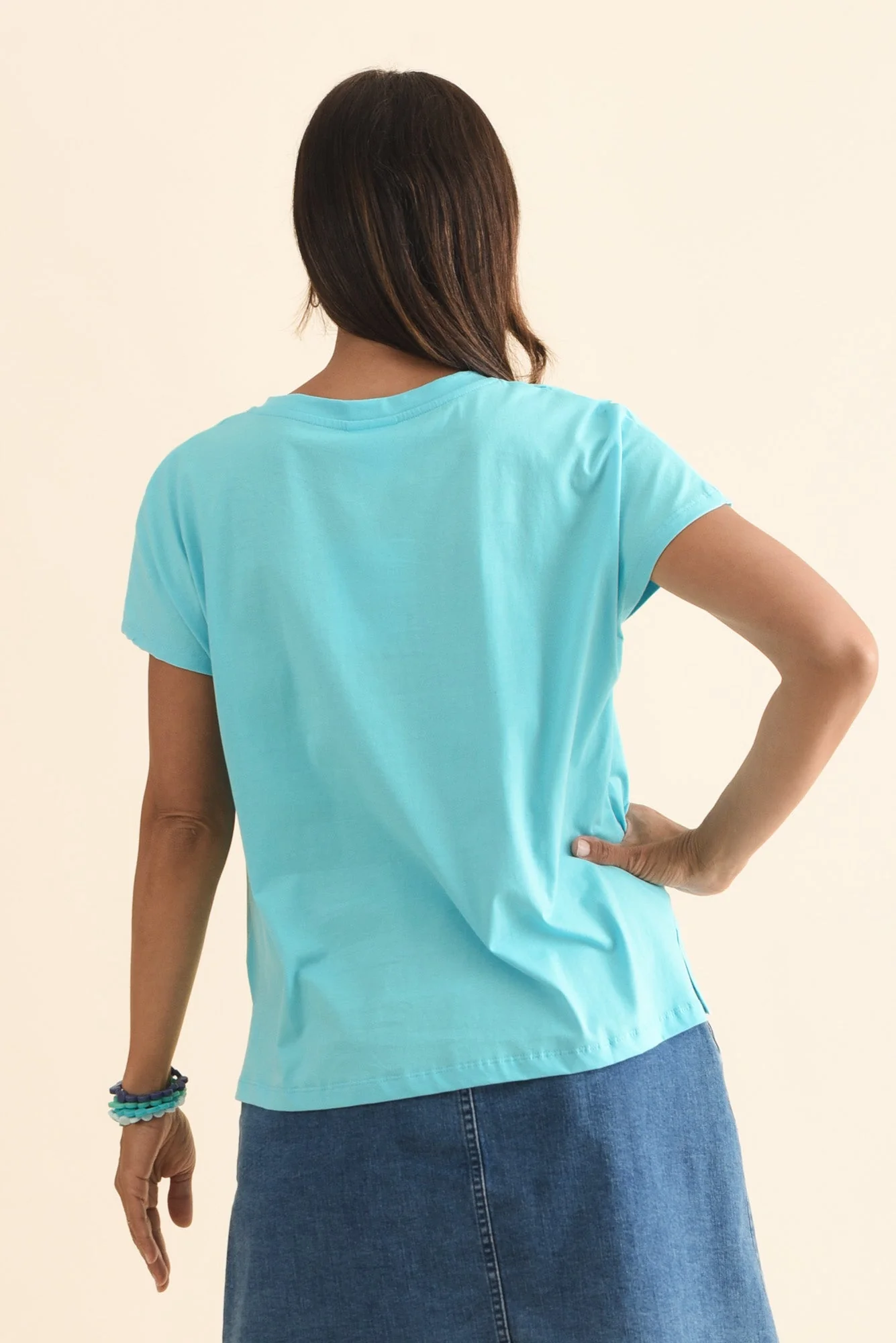 Abbi Turquoise Cotton Tee - Image 4