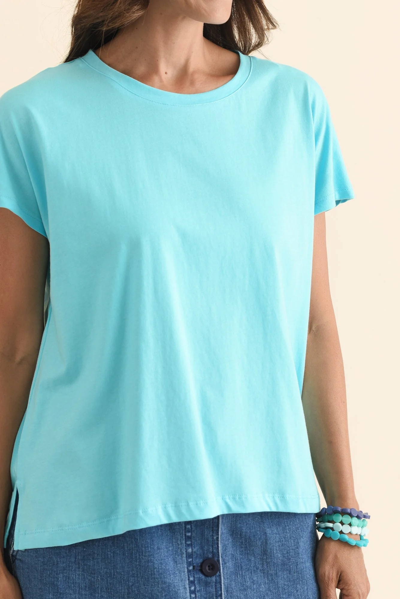 Abbi Turquoise Cotton Tee - Image 5