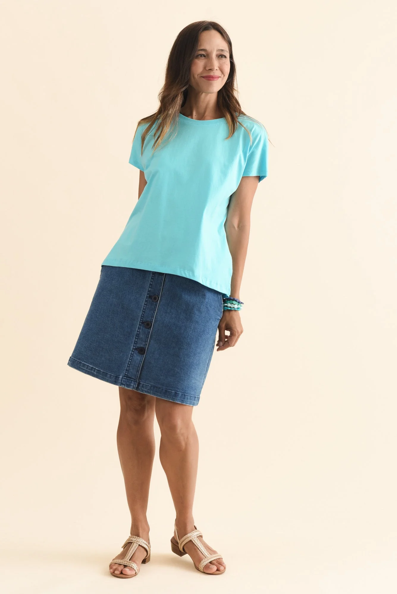 Abbi Turquoise Cotton Tee - Image 6