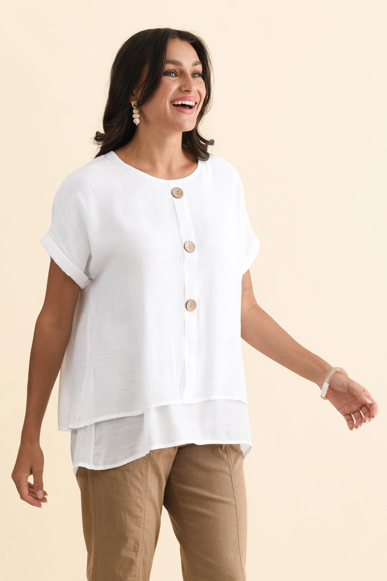 Abilene White Button Top - Image 4
