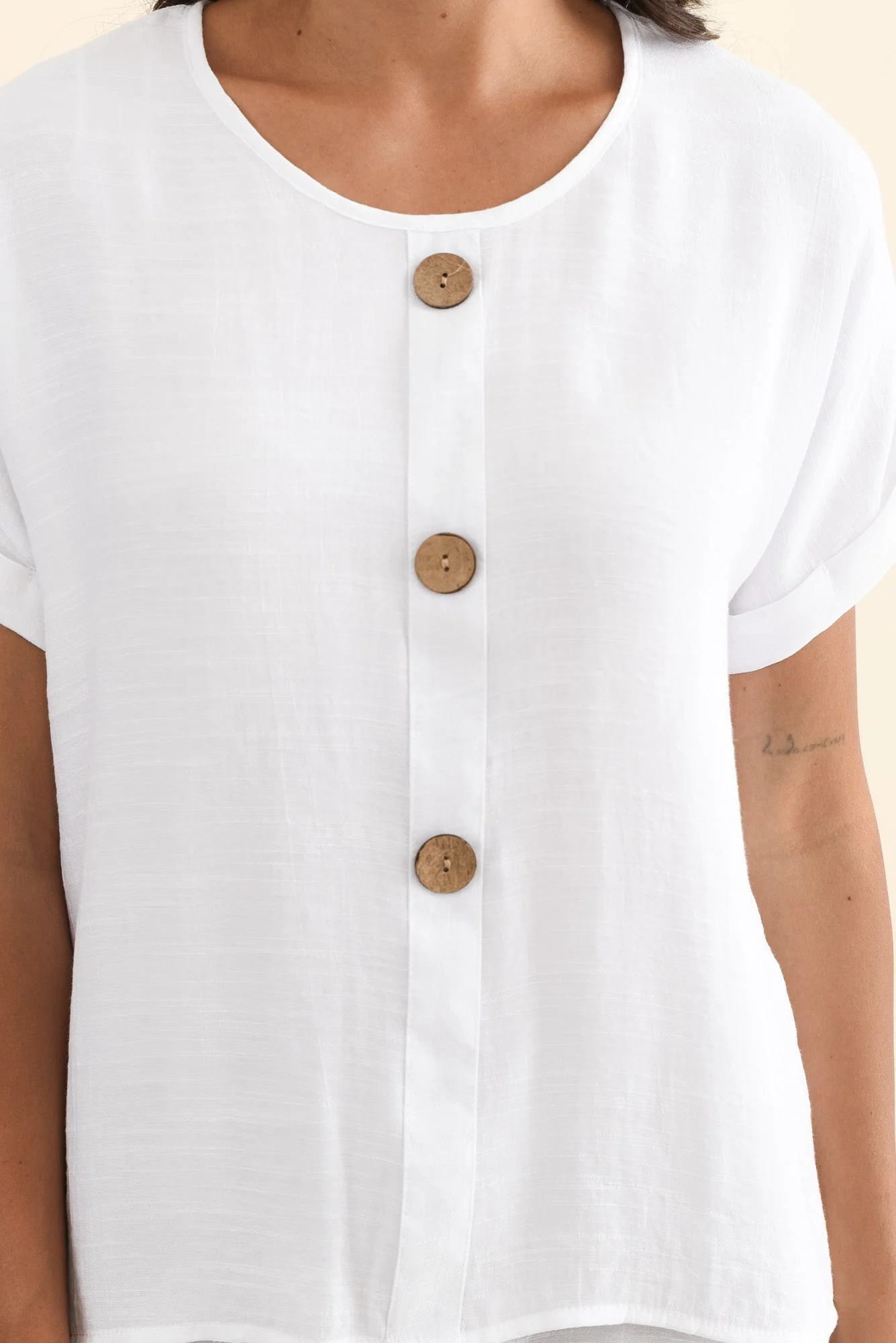 Abilene White Button Top - Image 6