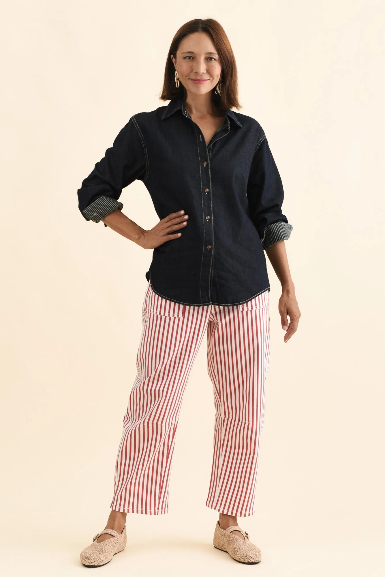 Abriella Dark Blue Denim Shirt - Image 2