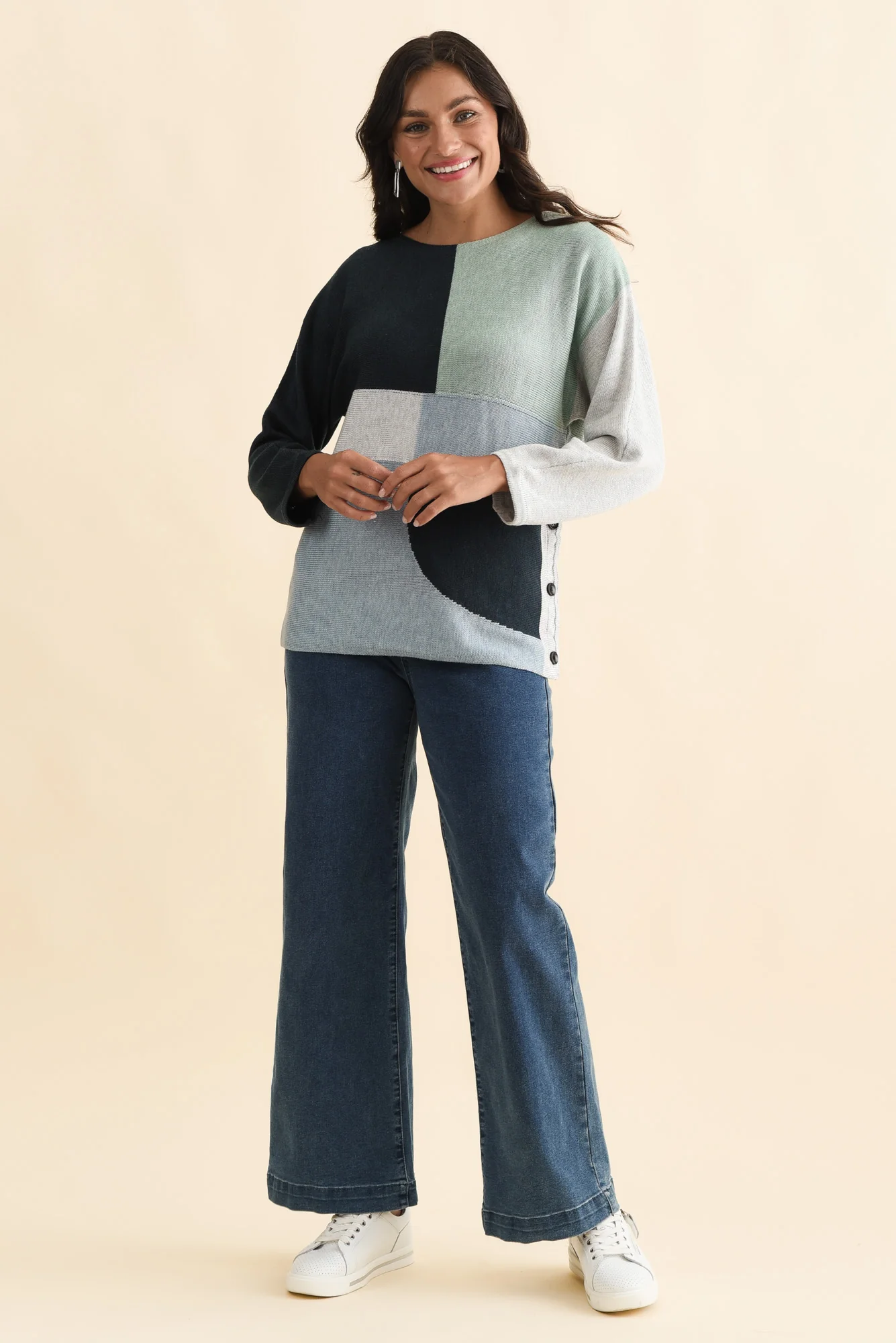 Acton Blue Splice Wool Blend Jumper - Image 6