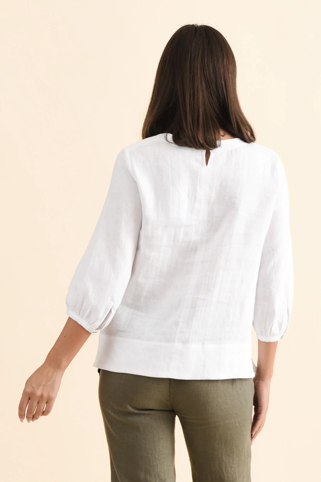 Addie White Linen Sleeved Top - Image 5