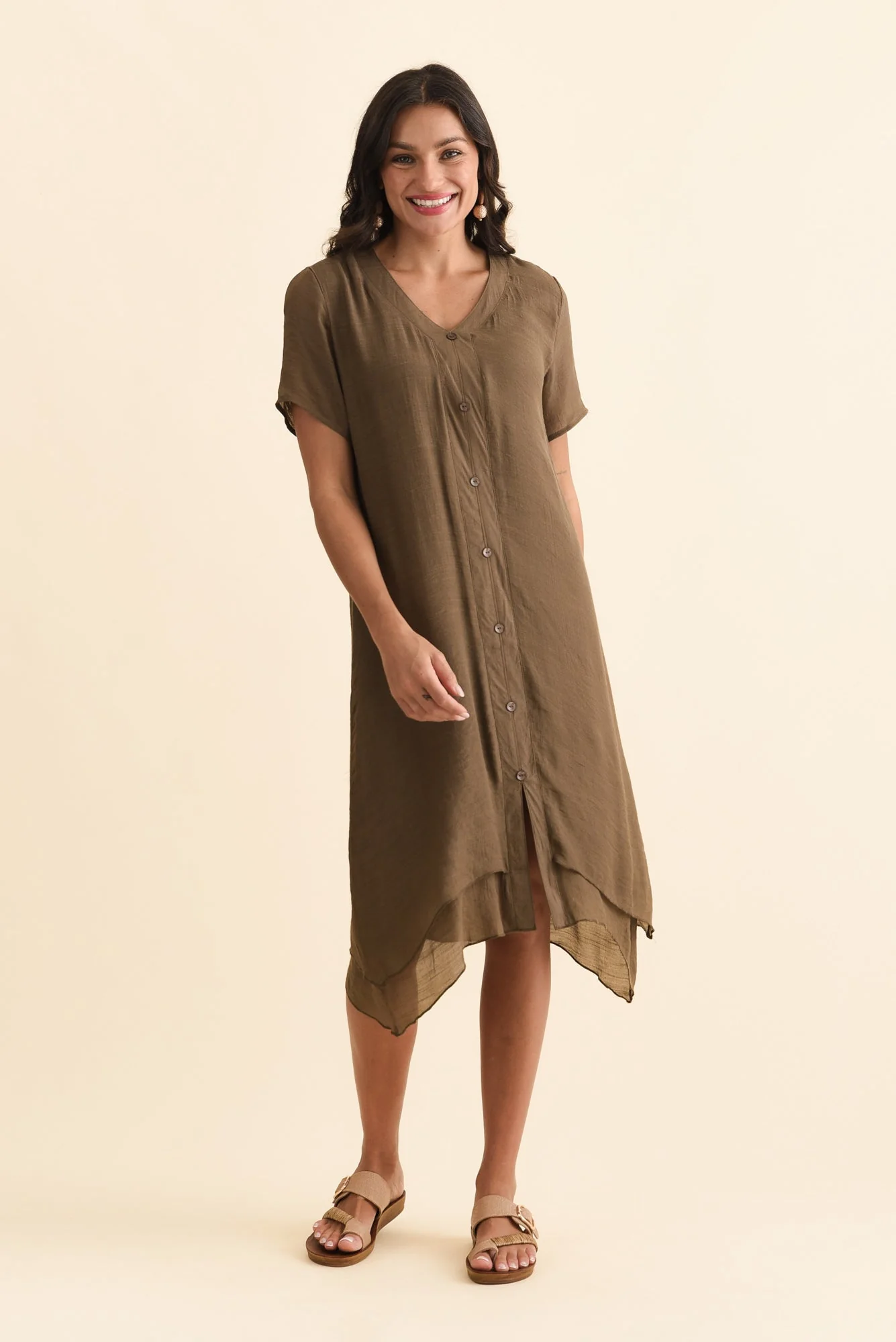 Adelaide Chocolate Layered Button Dress - Image 7
