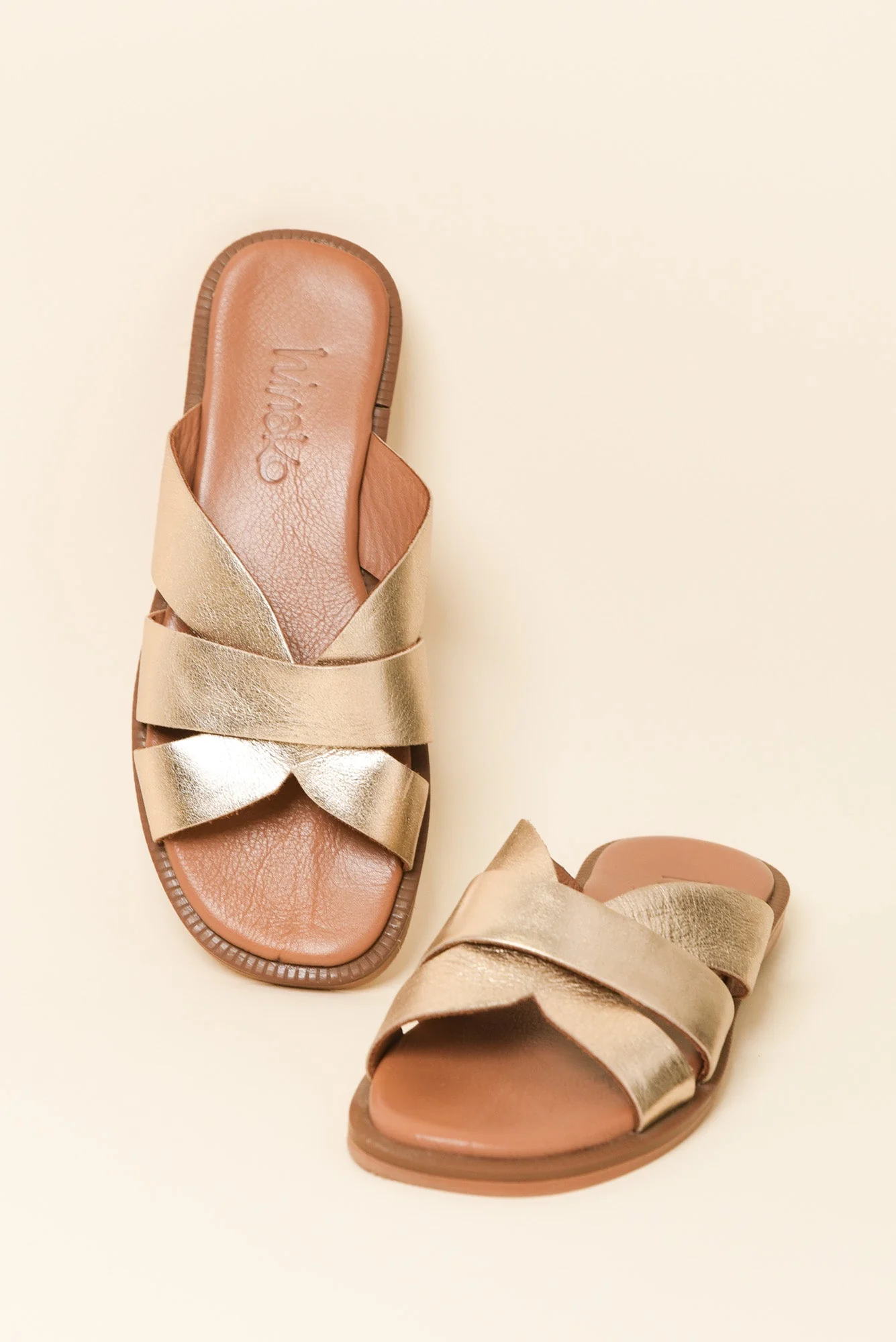 Adelaide Gold Leather Slide - Image 2