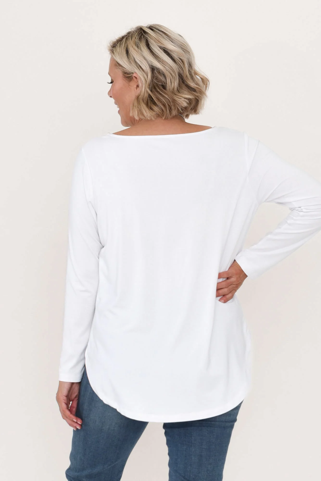 Adele White Long Sleeve Bamboo Tee - Image 11