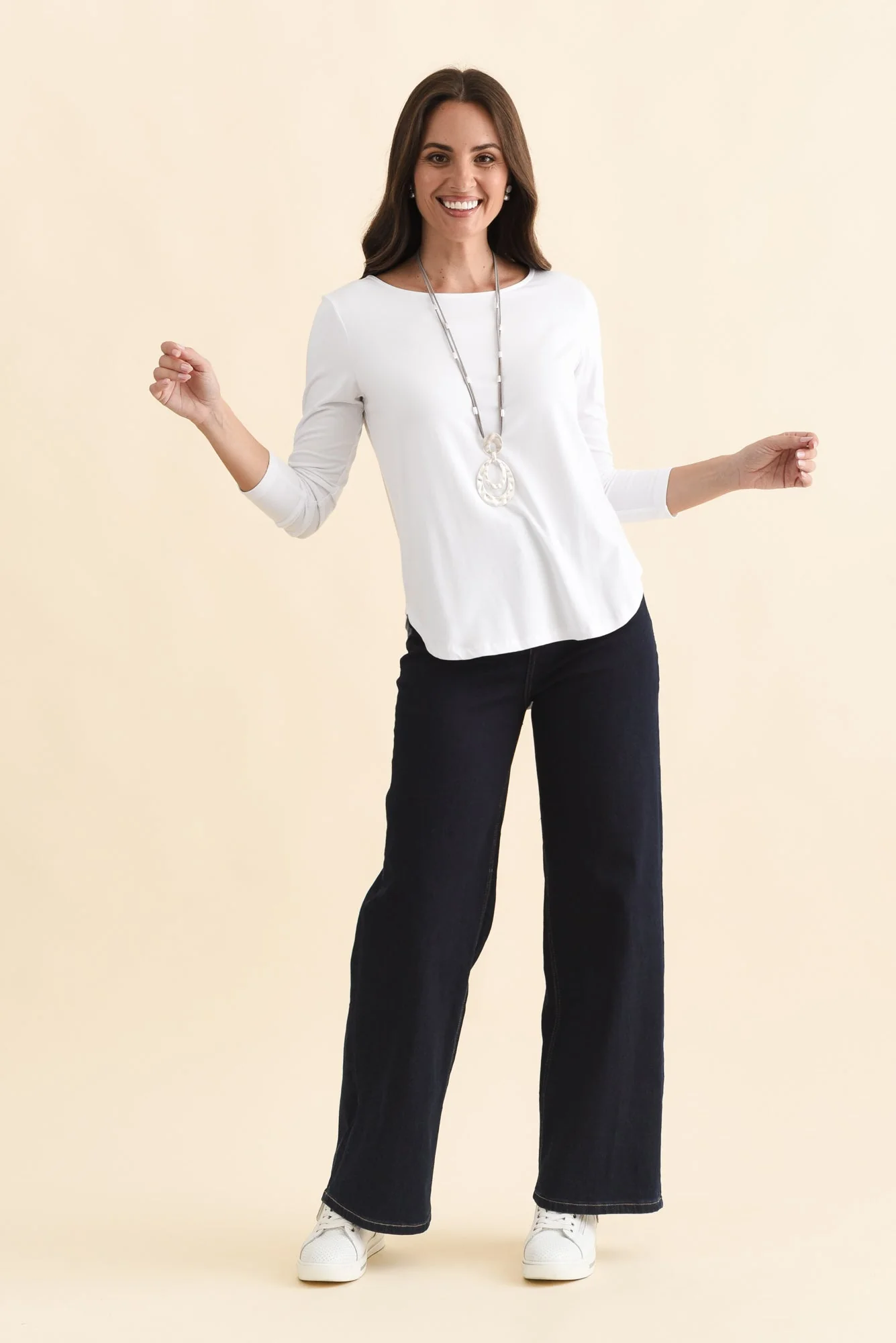 Adele White Long Sleeve Bamboo Tee - Image 7
