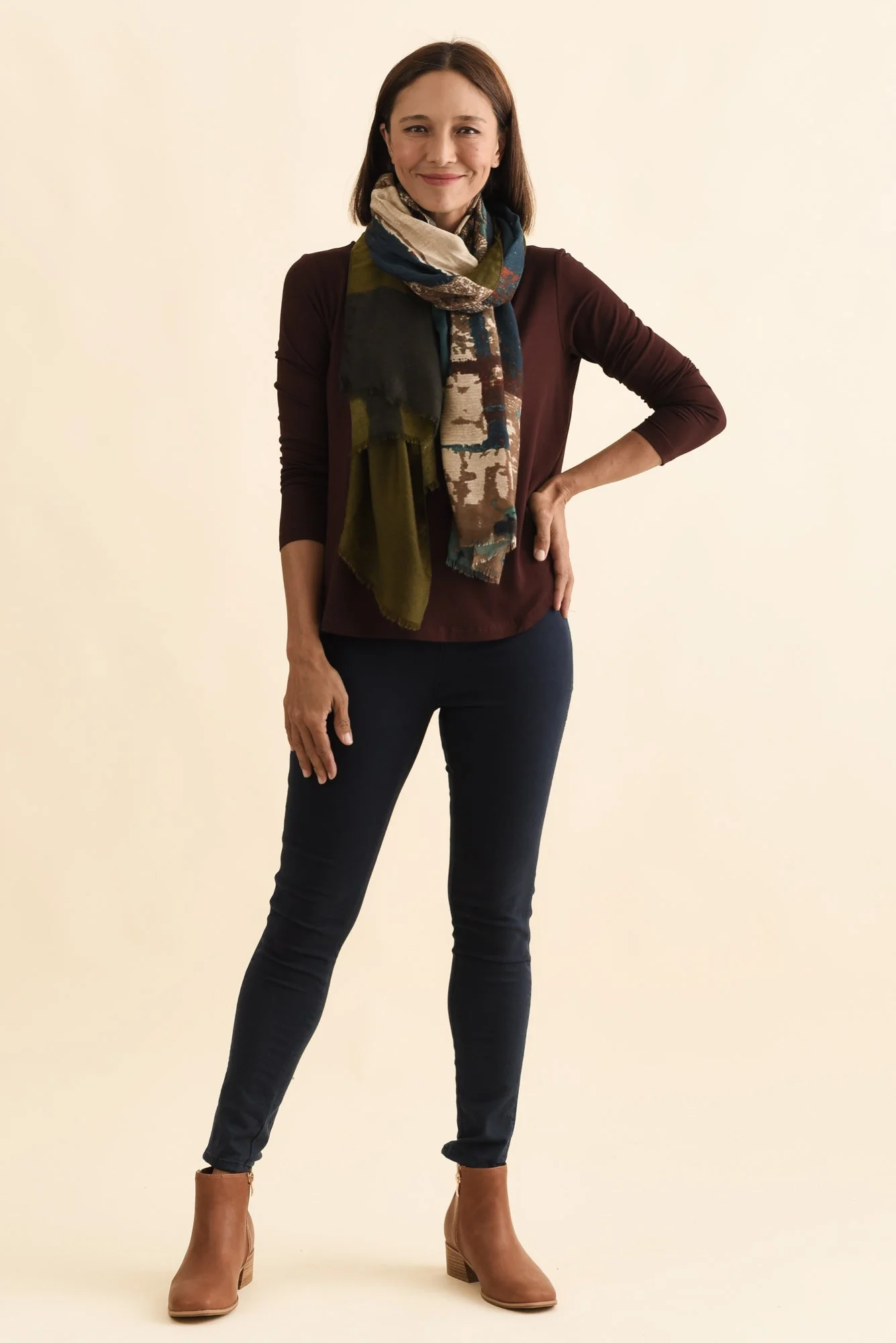 Adele Wine Long Sleeve Bamboo Tee - Image 2
