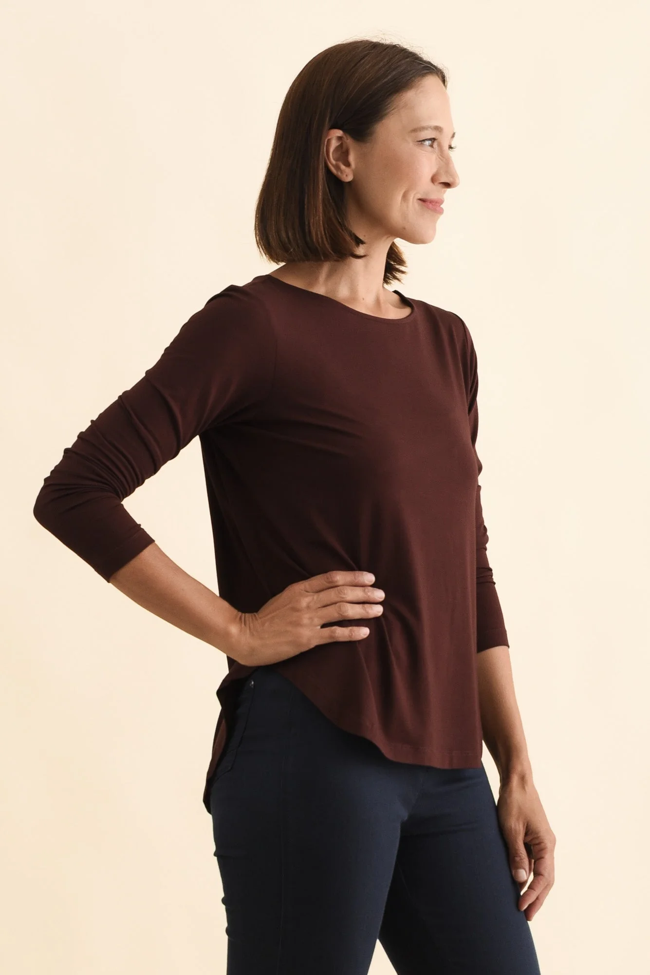 Adele Wine Long Sleeve Bamboo Tee - Image 3