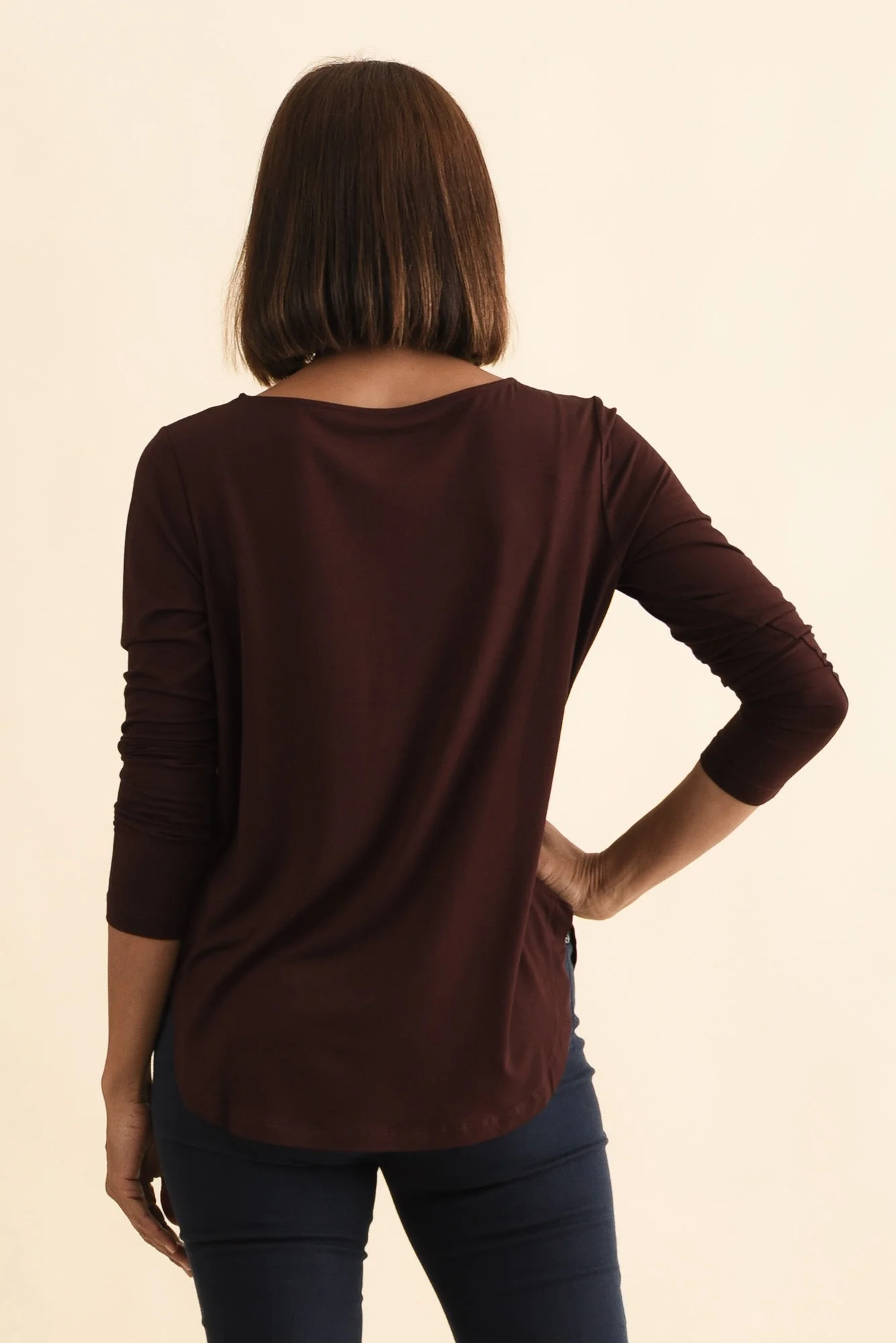 Adele Wine Long Sleeve Bamboo Tee - Image 4