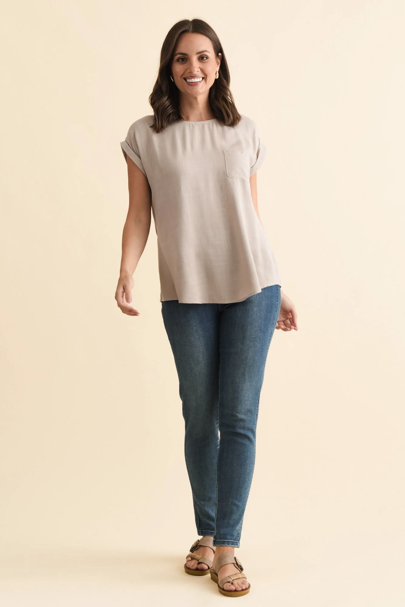 Aiden Beige Linen Blend Pocket Top - Image 6
