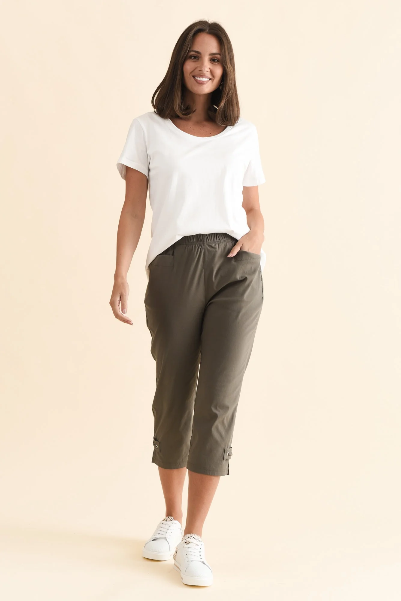 Air-Lite Olive Stretch Capri Pants - Image 3