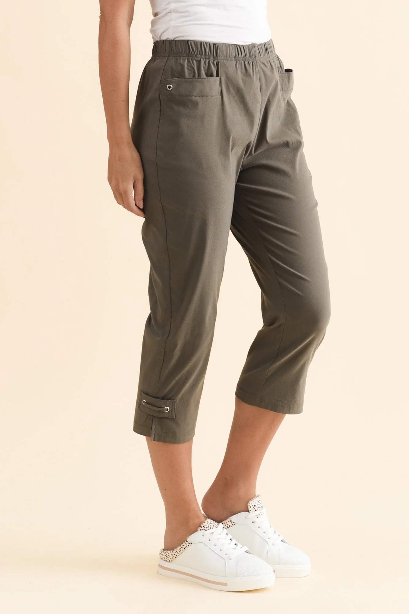 Air-Lite Olive Stretch Capri Pants - Image 4