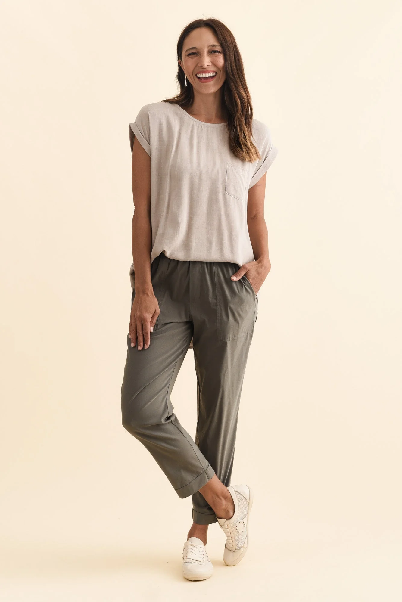 Air-Lite Olive Stretch Cropped Pants - Image 6