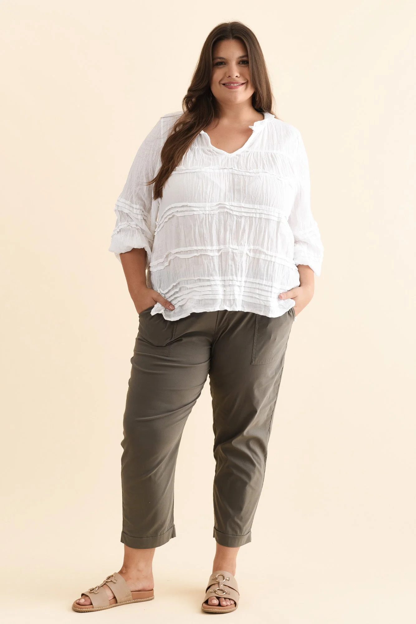Air-Lite Olive Stretch Cropped Pants - Image 8
