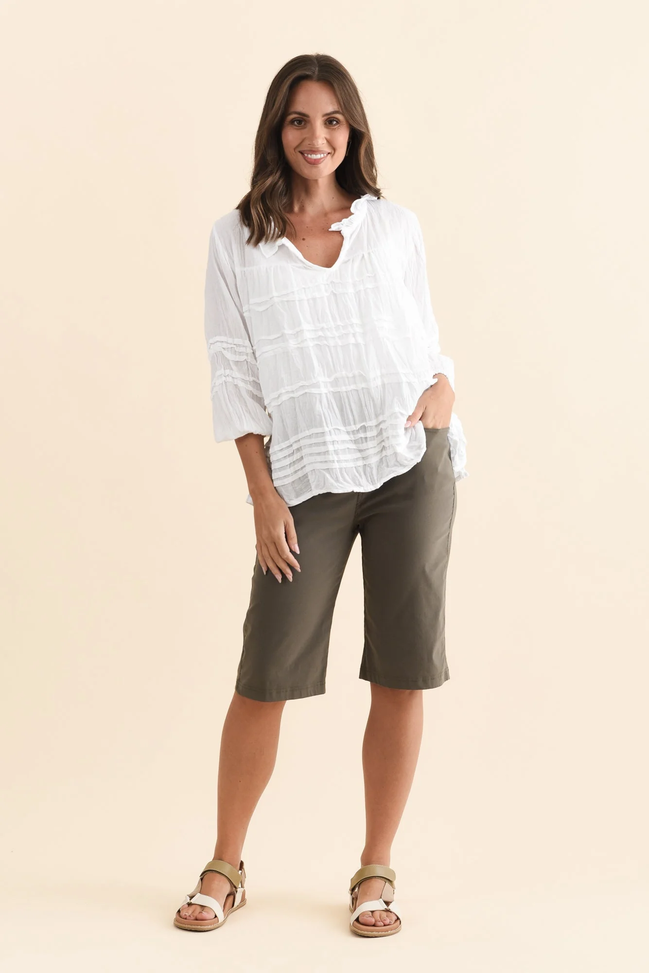 Air-Lite Olive Stretch Pocket Shorts - Image 7
