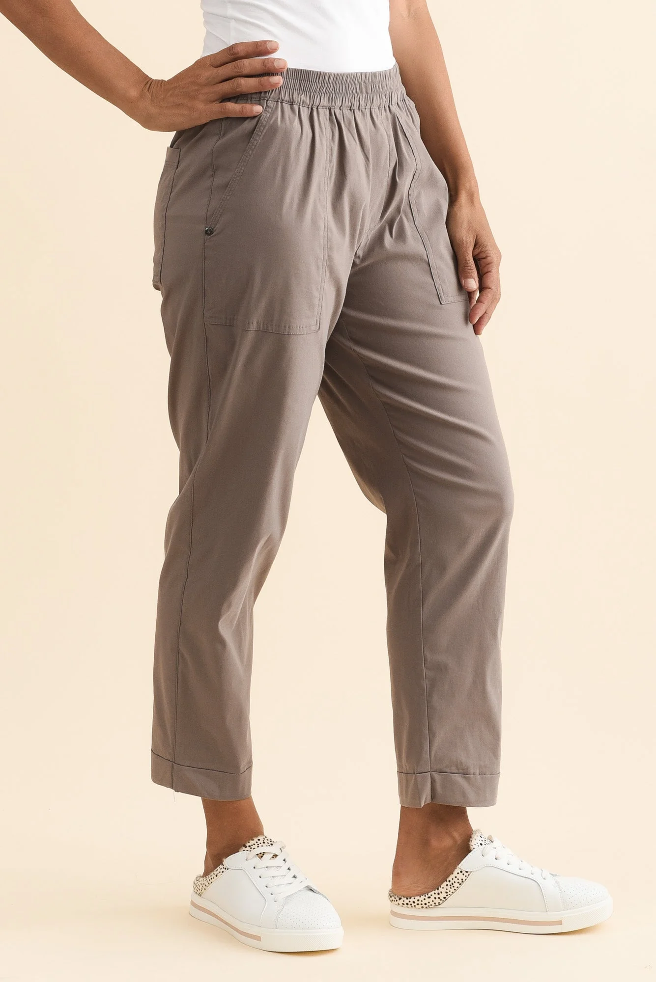 Air-Lite Taupe Stretch Cropped Pants - Image 3