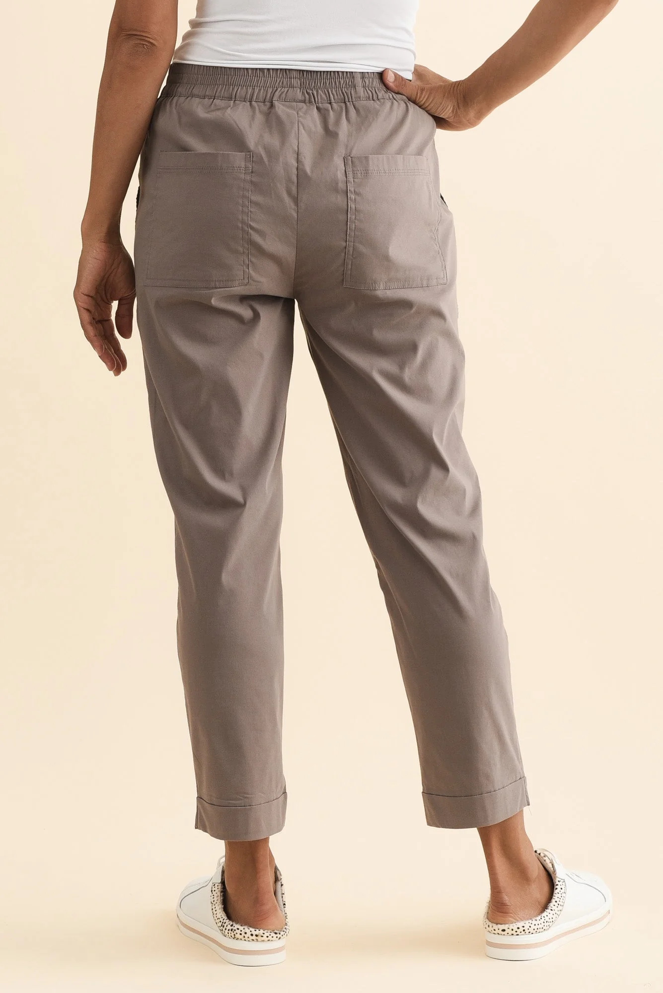 Air-Lite Taupe Stretch Cropped Pants - Image 4