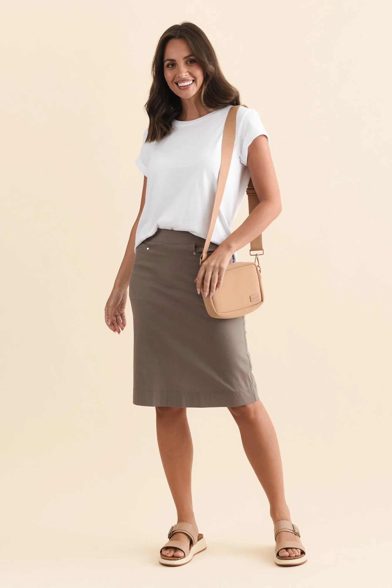 Air-Lite Taupe Stretch Pocket Skirt - Image 3