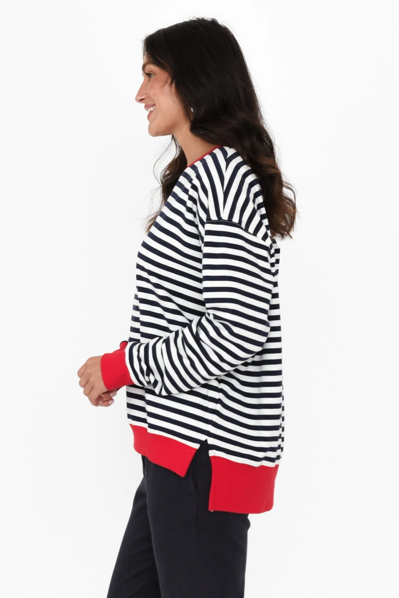 Alaska Navy Stripe Cotton Sweatshirt - Image 3