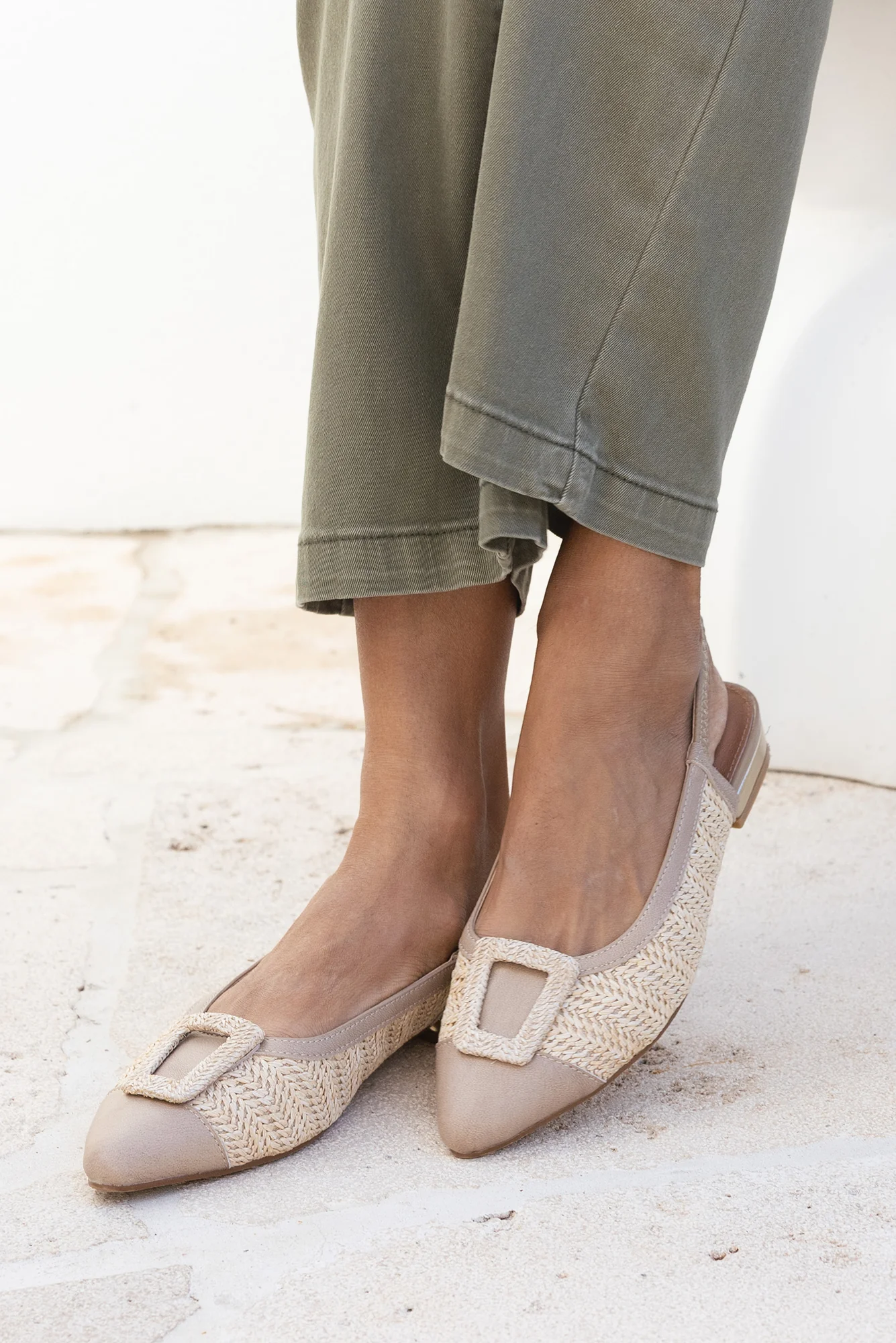 Alcatraz Beige Leather Slingback Mule - Image 2