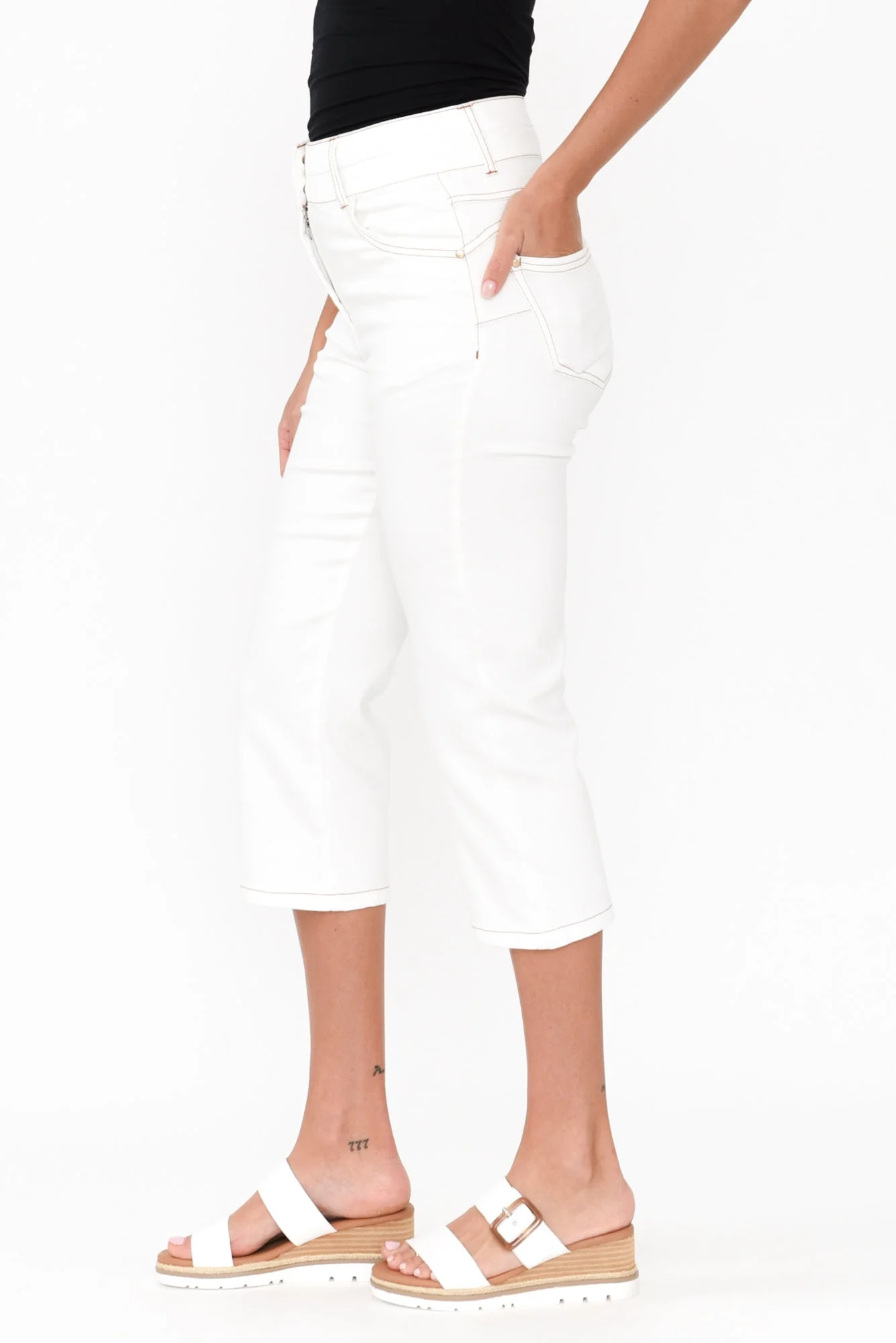 Alessi White Cropped Jeans - Image 3