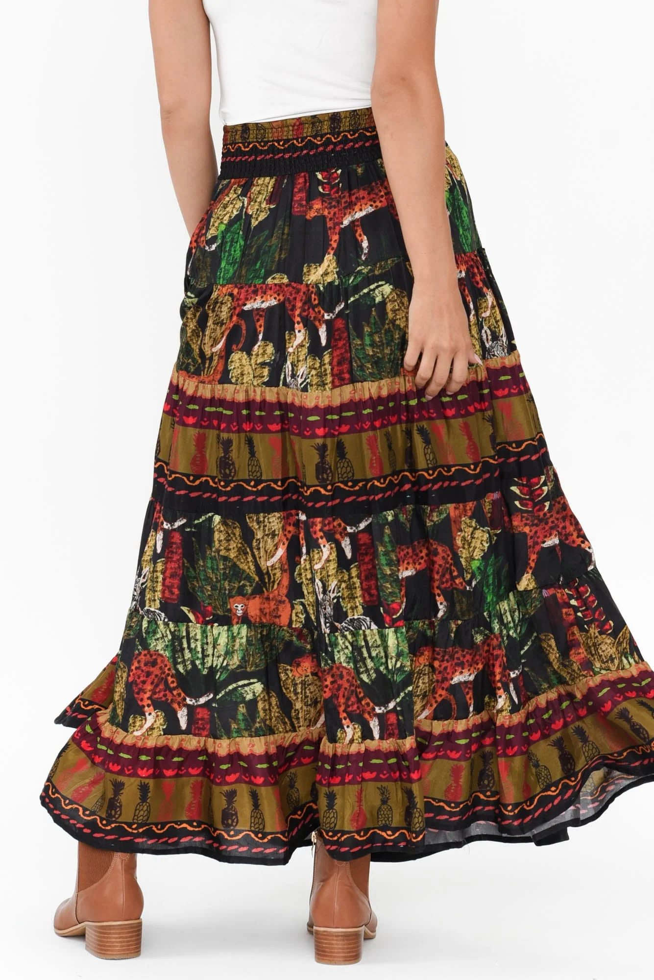 Alida Navy Safari Tiered Skirt - Image 4