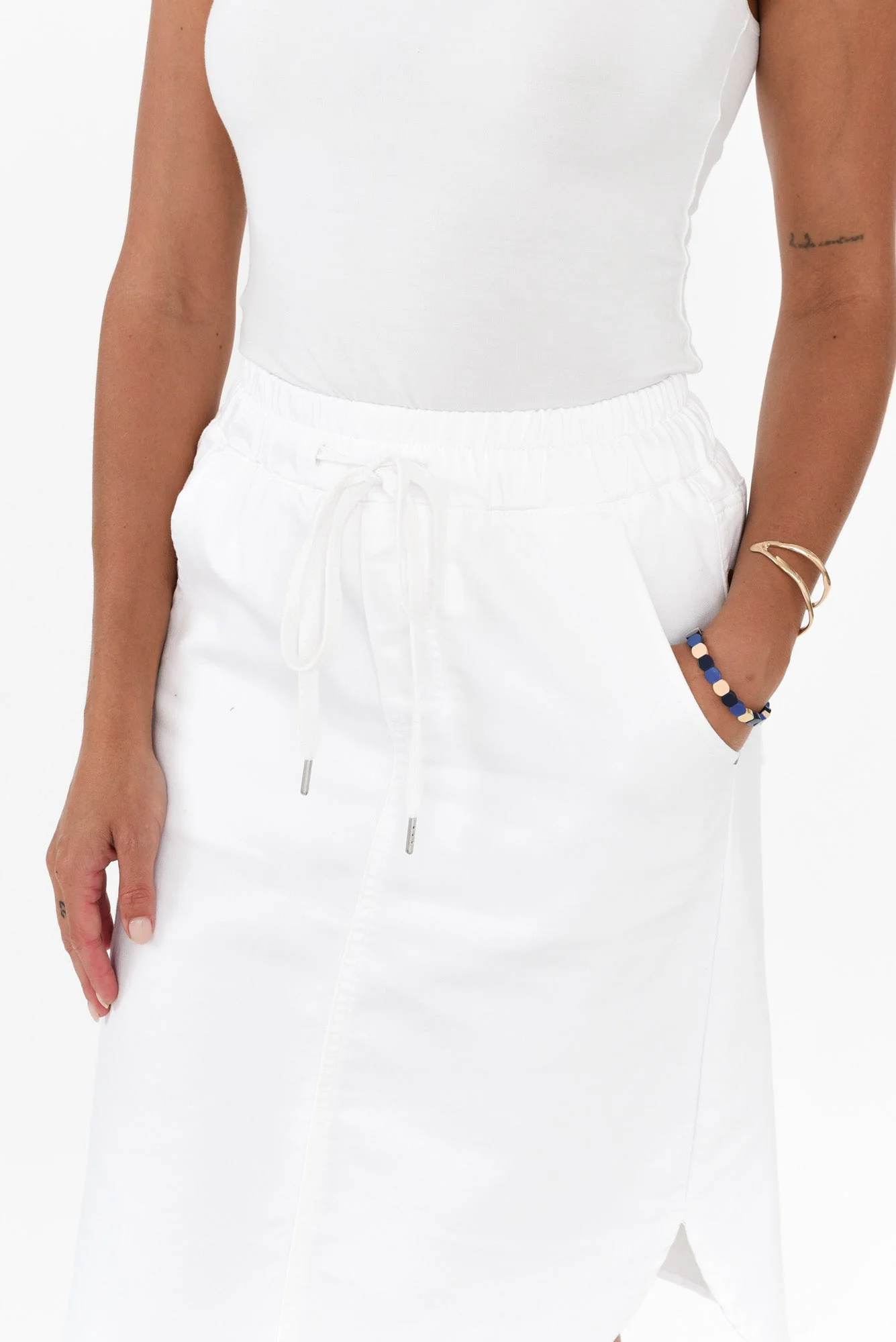 Alina White Denim Drawstring Skirt - Image 7
