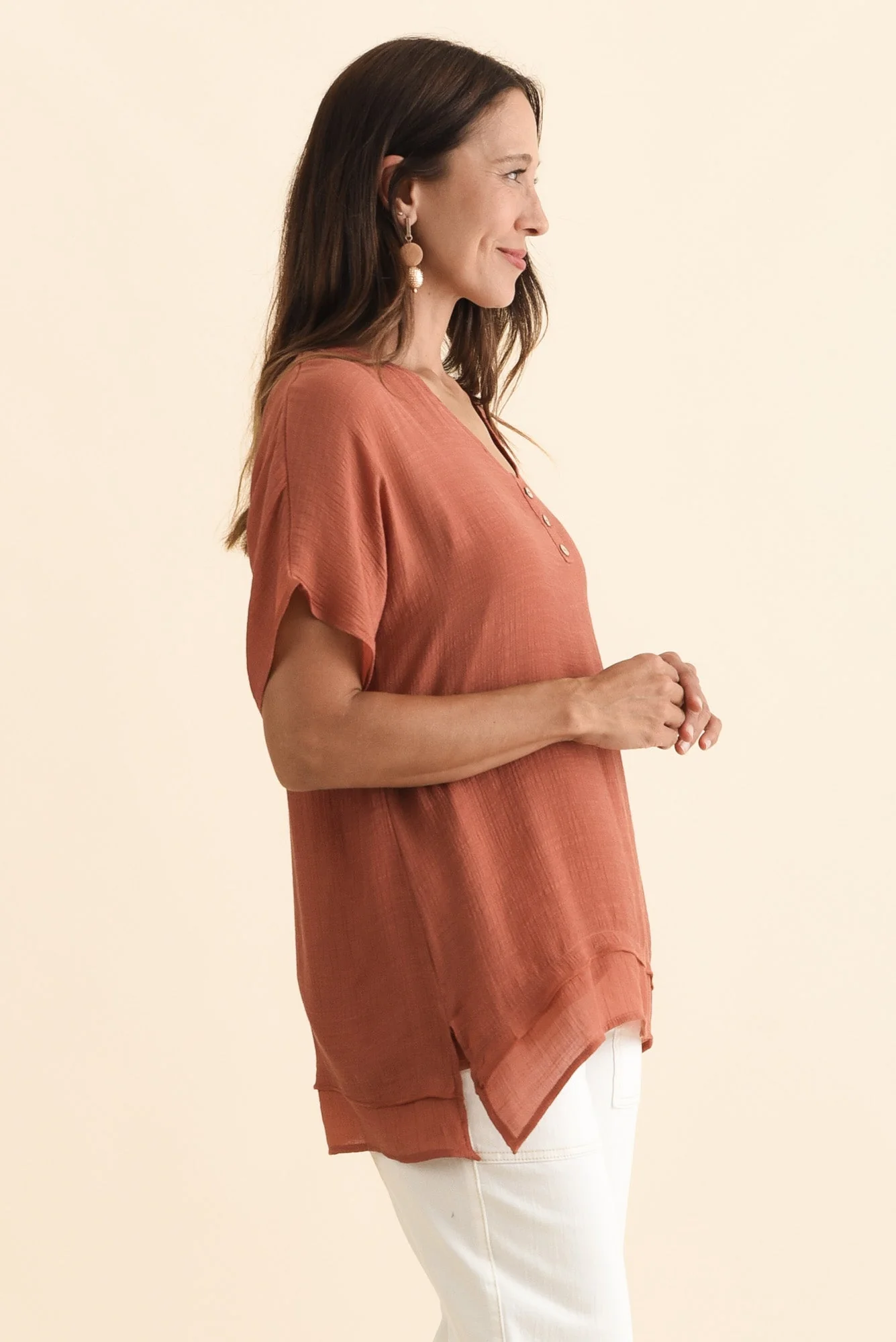 Alison Rust Layered Button Top - Image 3