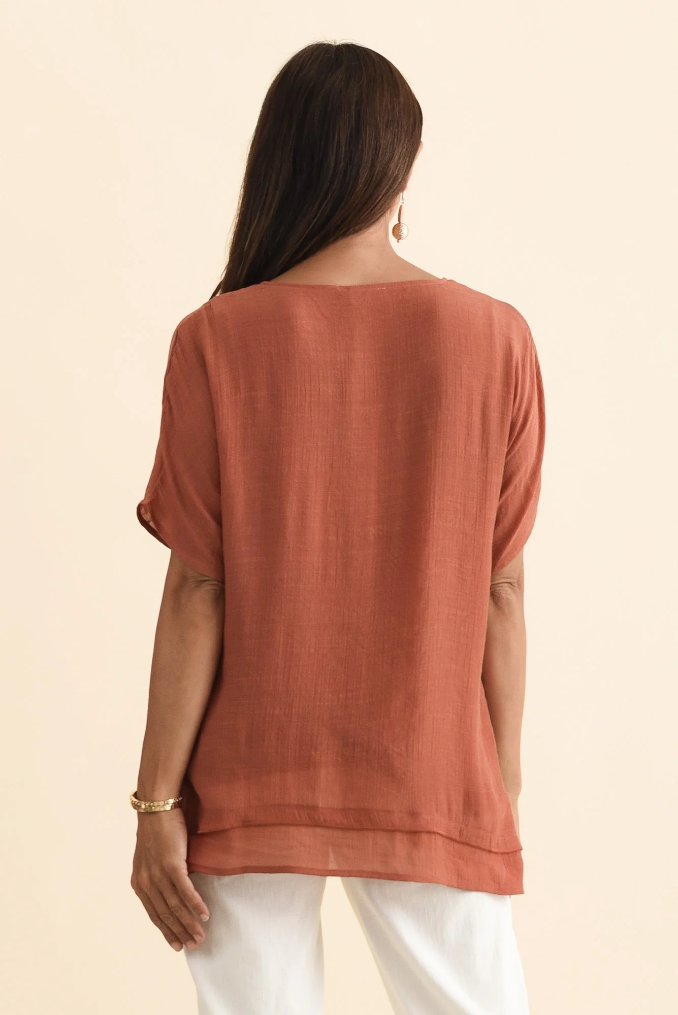 Alison Rust Layered Button Top - Image 4