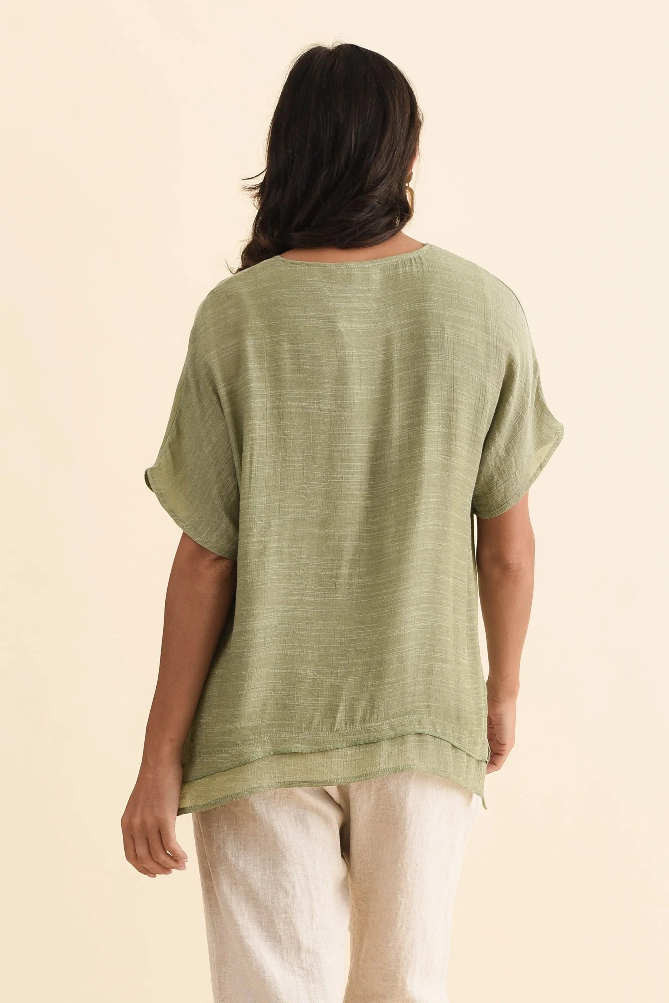 Alison Sage Layered Button Top - Image 4