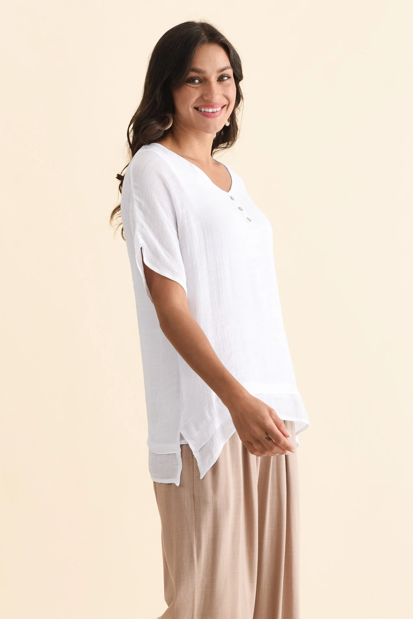 Alison White Layered Button Top - Image 3