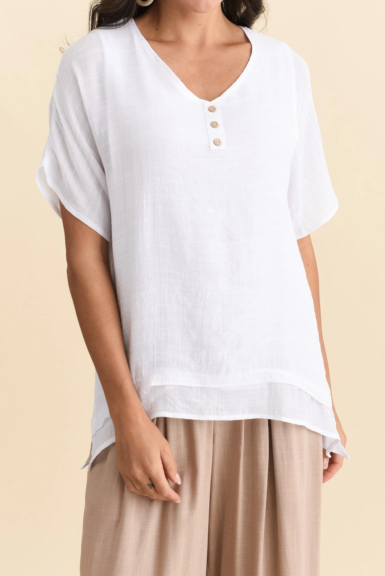 Alison White Layered Button Top - Image 5