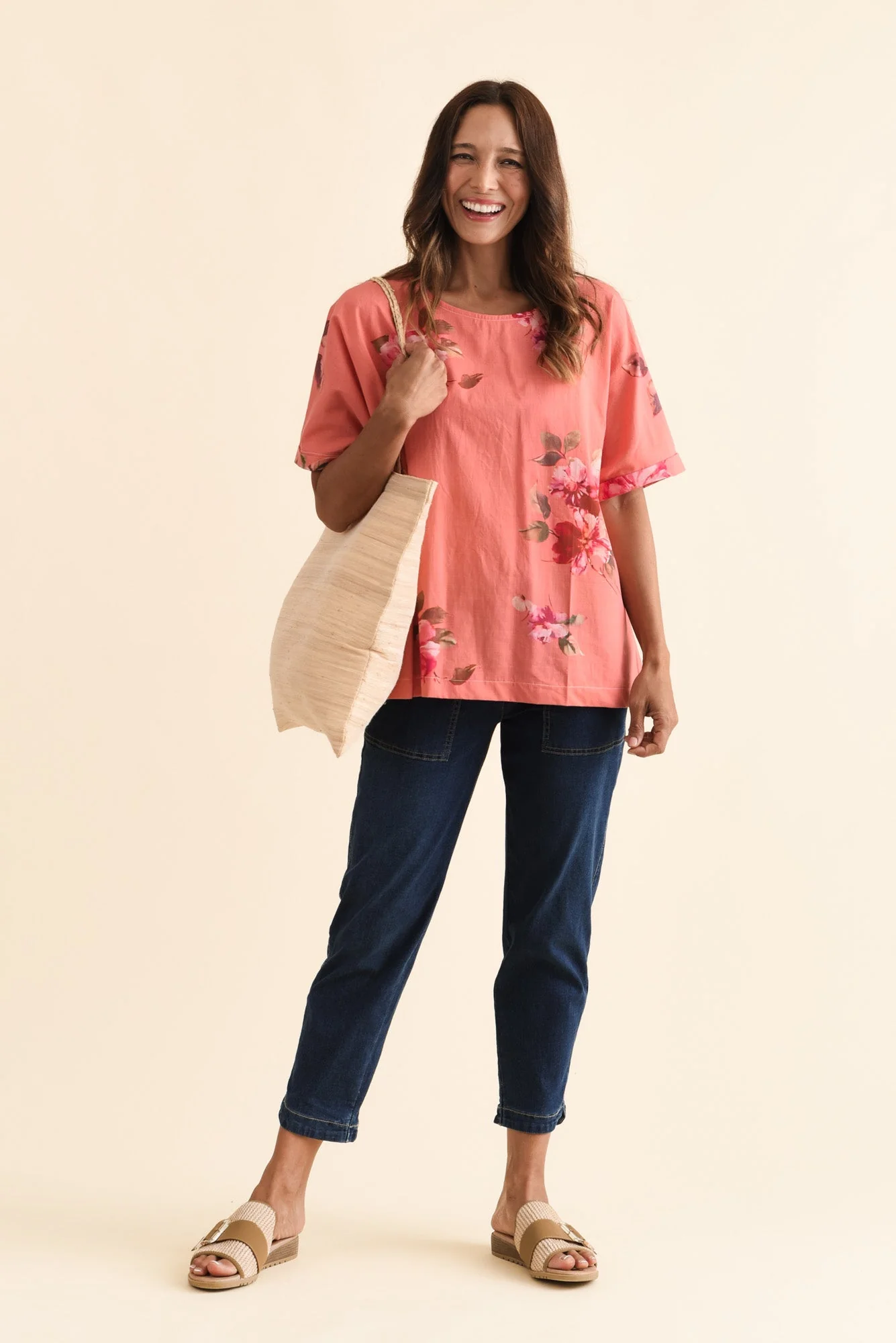 Aliya Orange Flower Cotton Top - Image 2