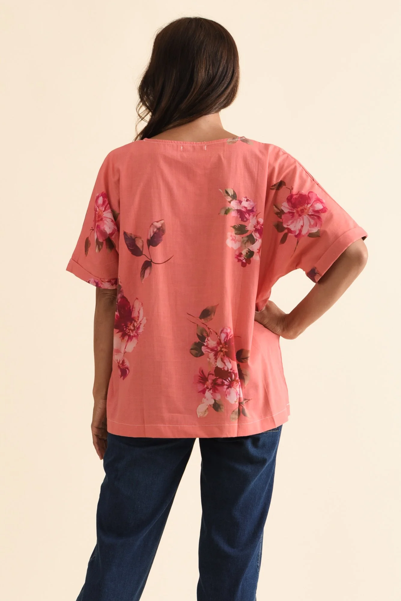 Aliya Orange Flower Cotton Top - Image 4