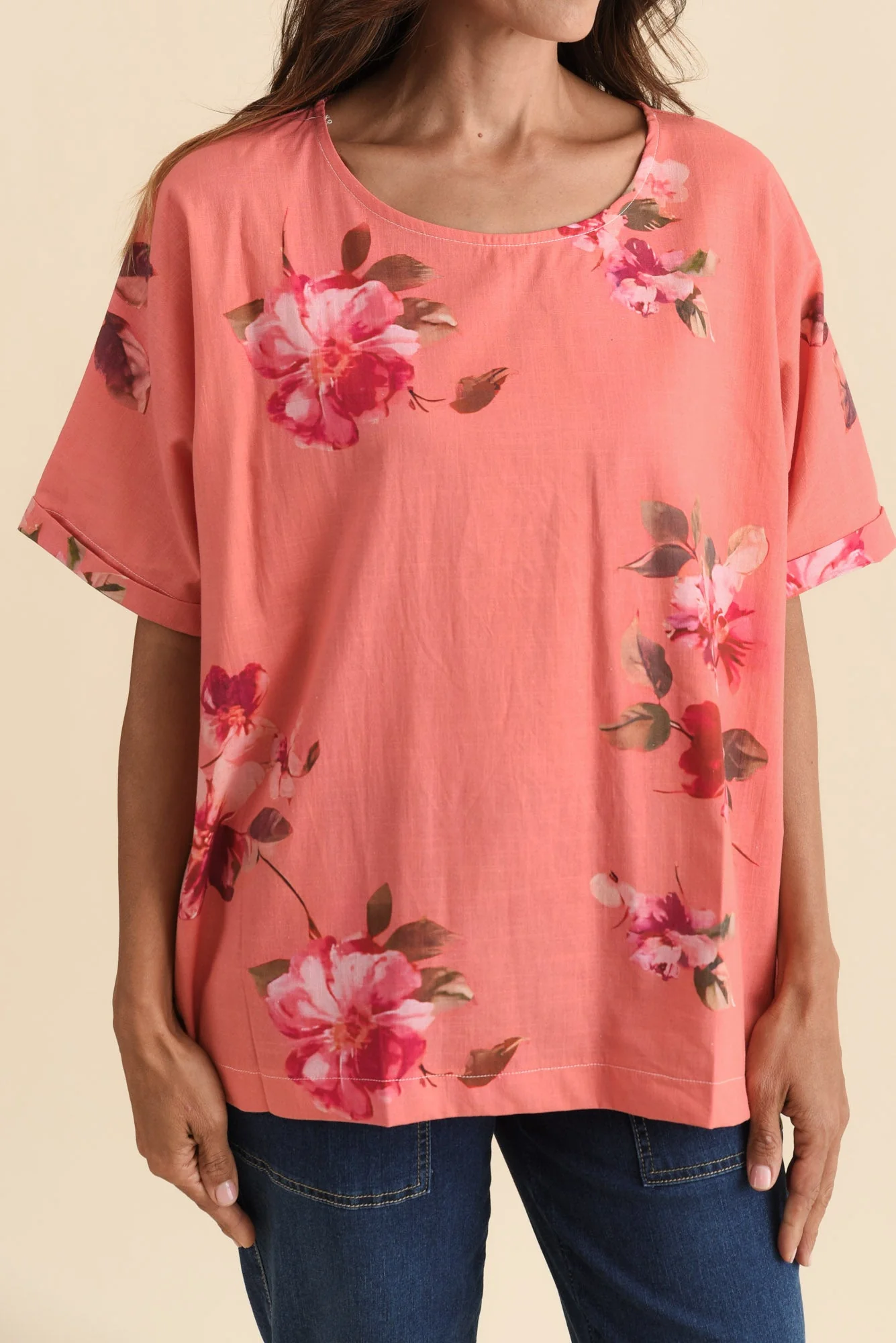Aliya Orange Flower Cotton Top - Image 5