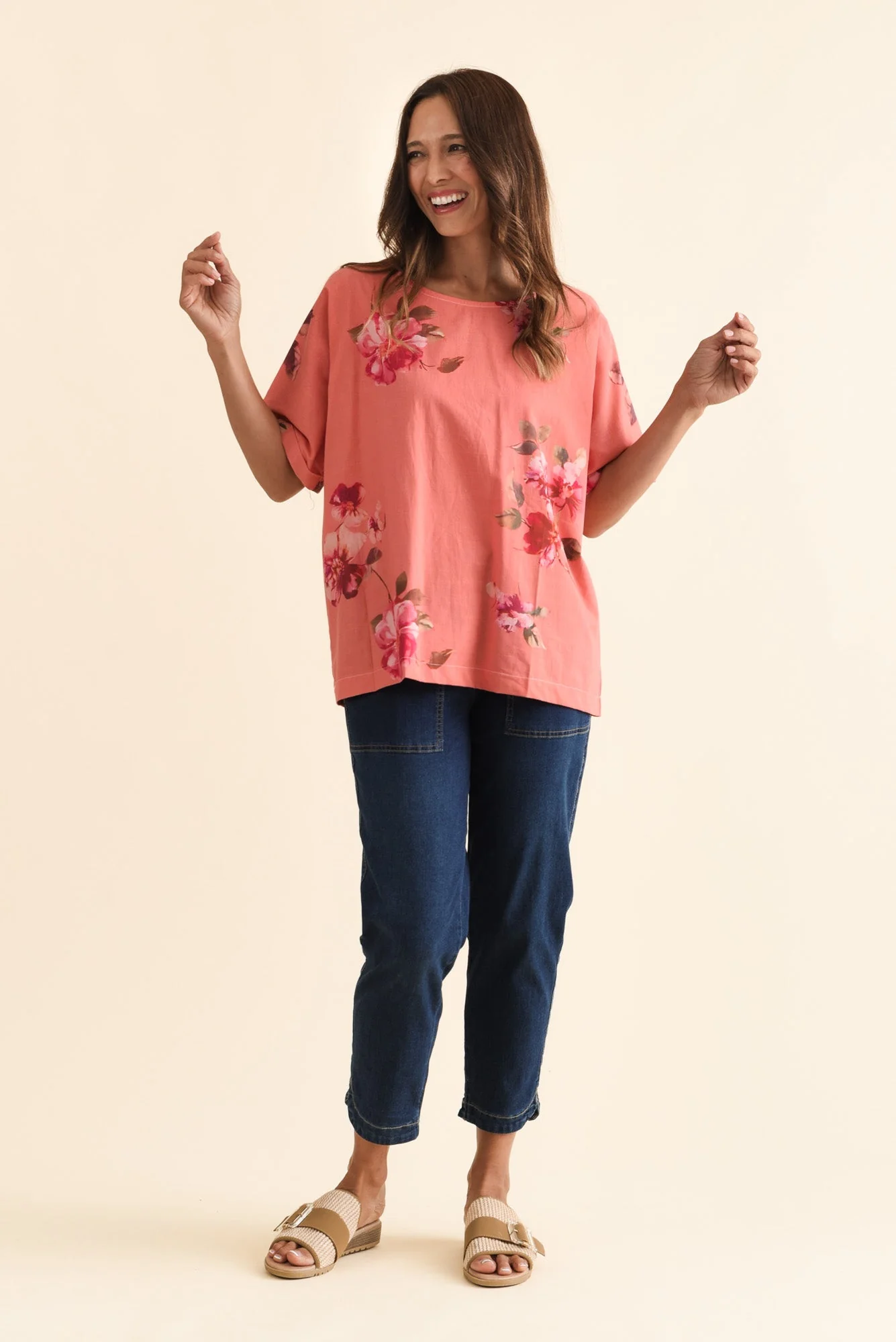Aliya Orange Flower Cotton Top - Image 6