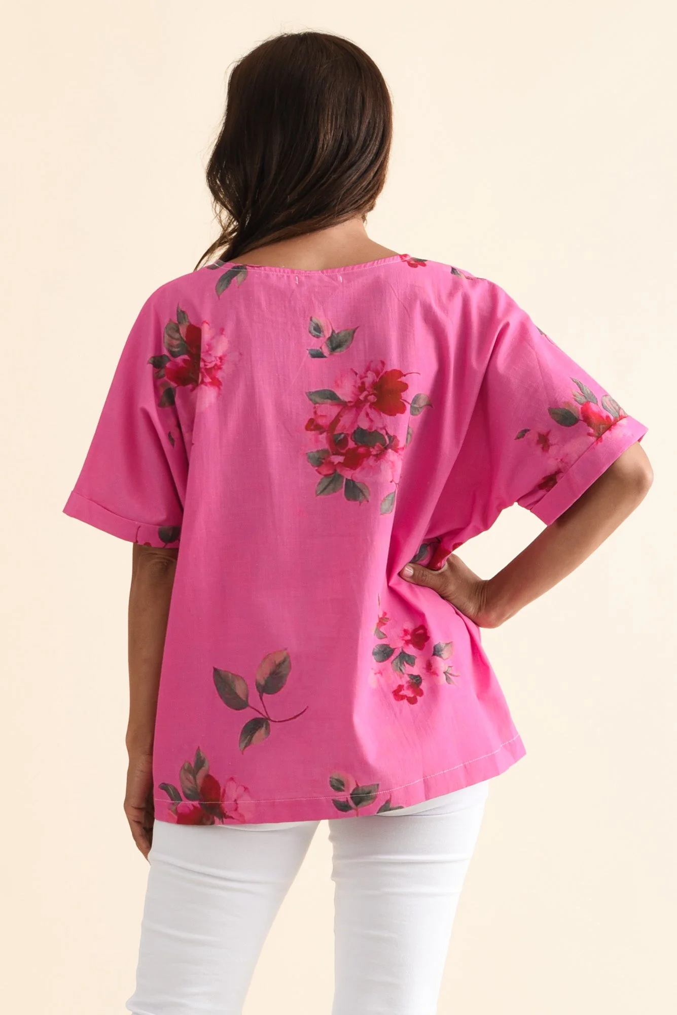 Aliya Pink Flower Cotton Top - Image 4