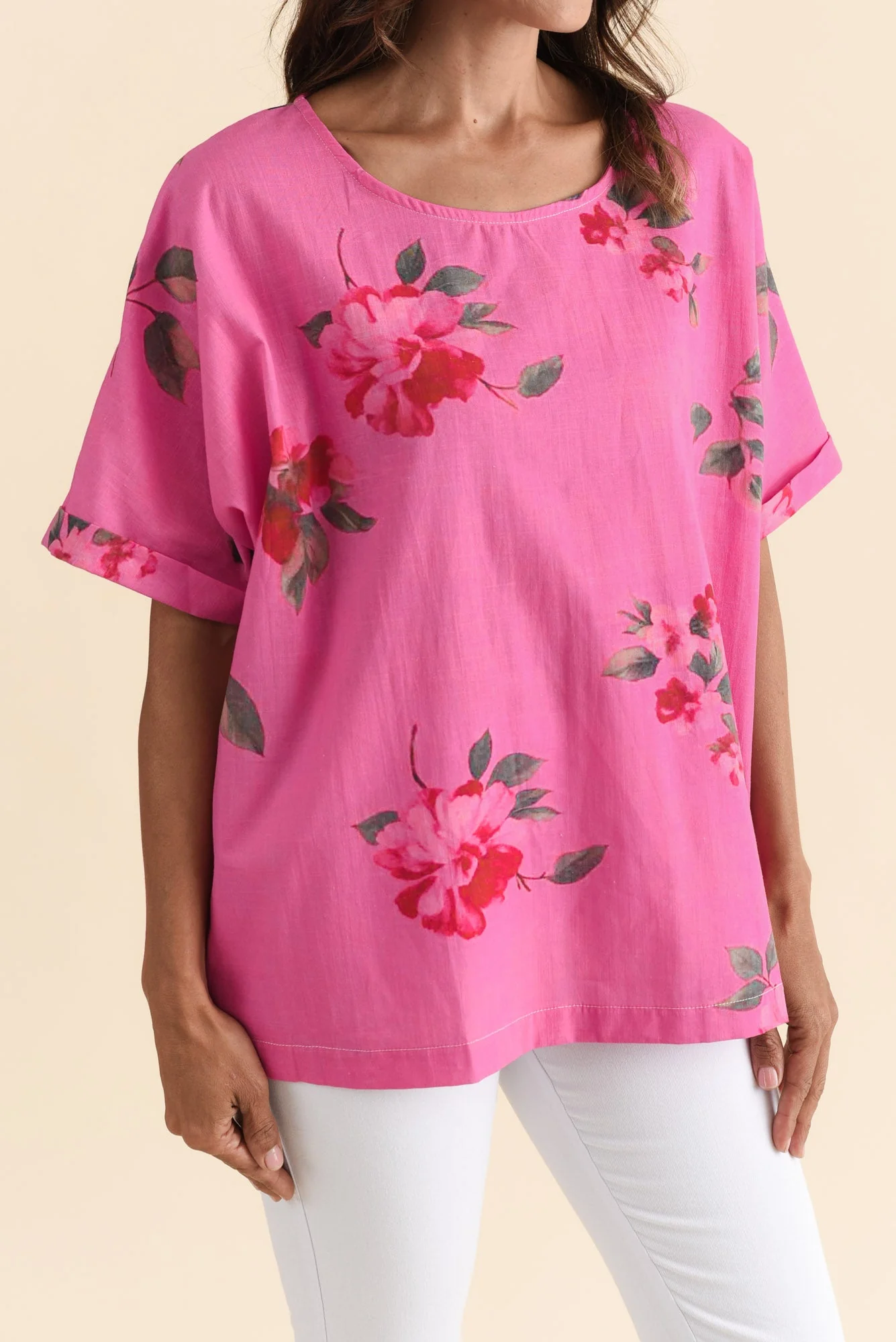 Aliya Pink Flower Cotton Top - Image 5