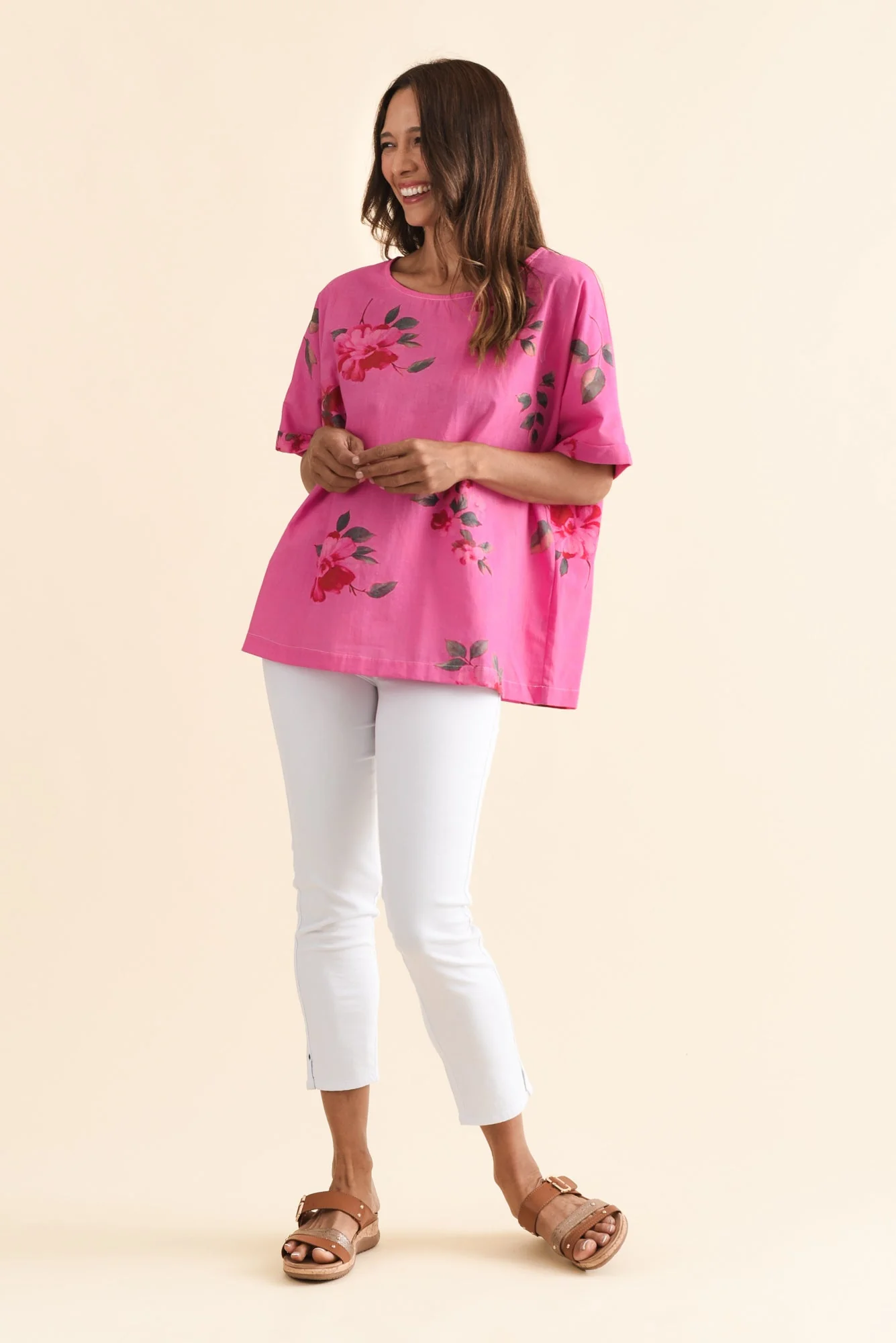 Aliya Pink Flower Cotton Top - Image 6