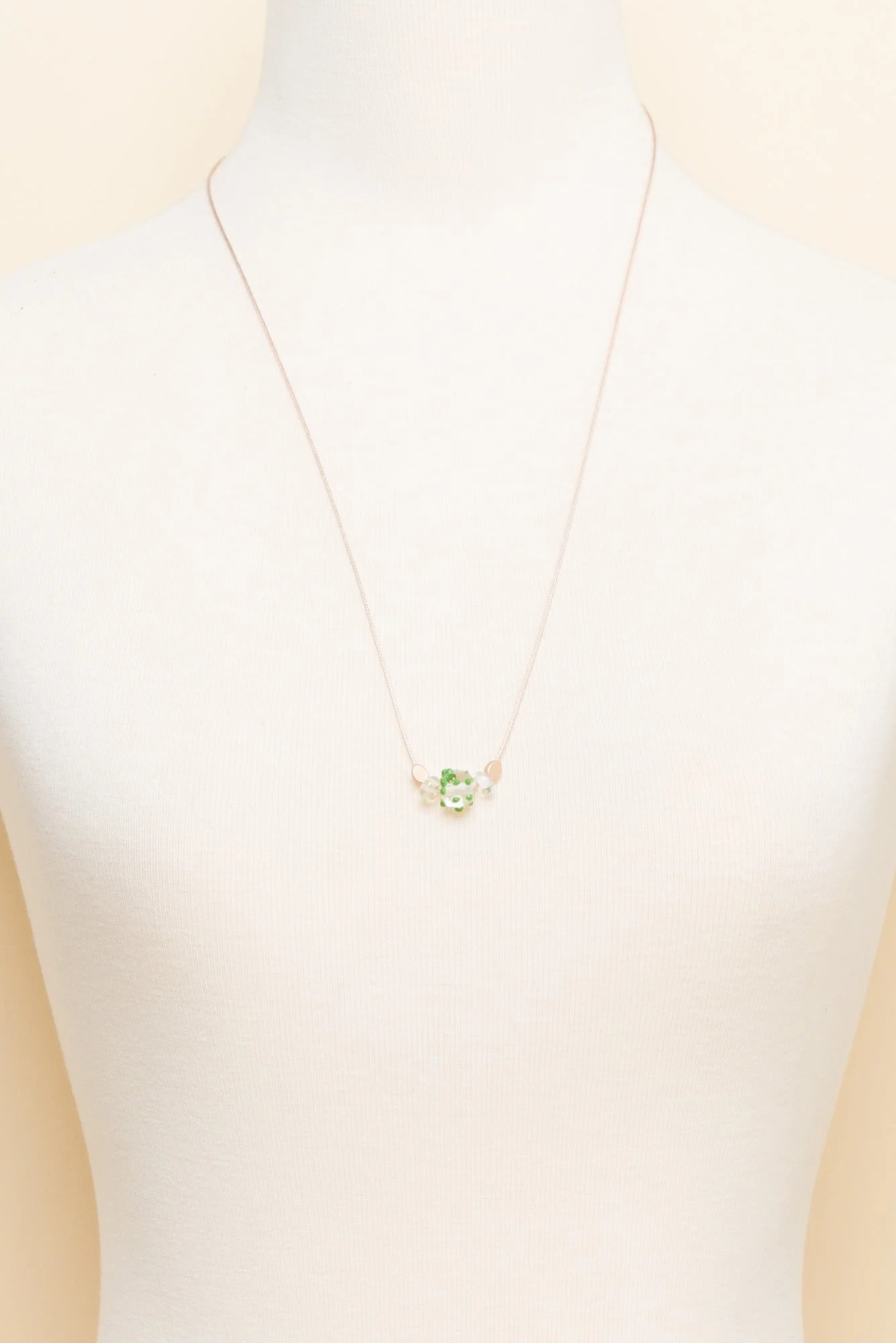 Almia Green Dot Glass Beaded Necklace - Image 2
