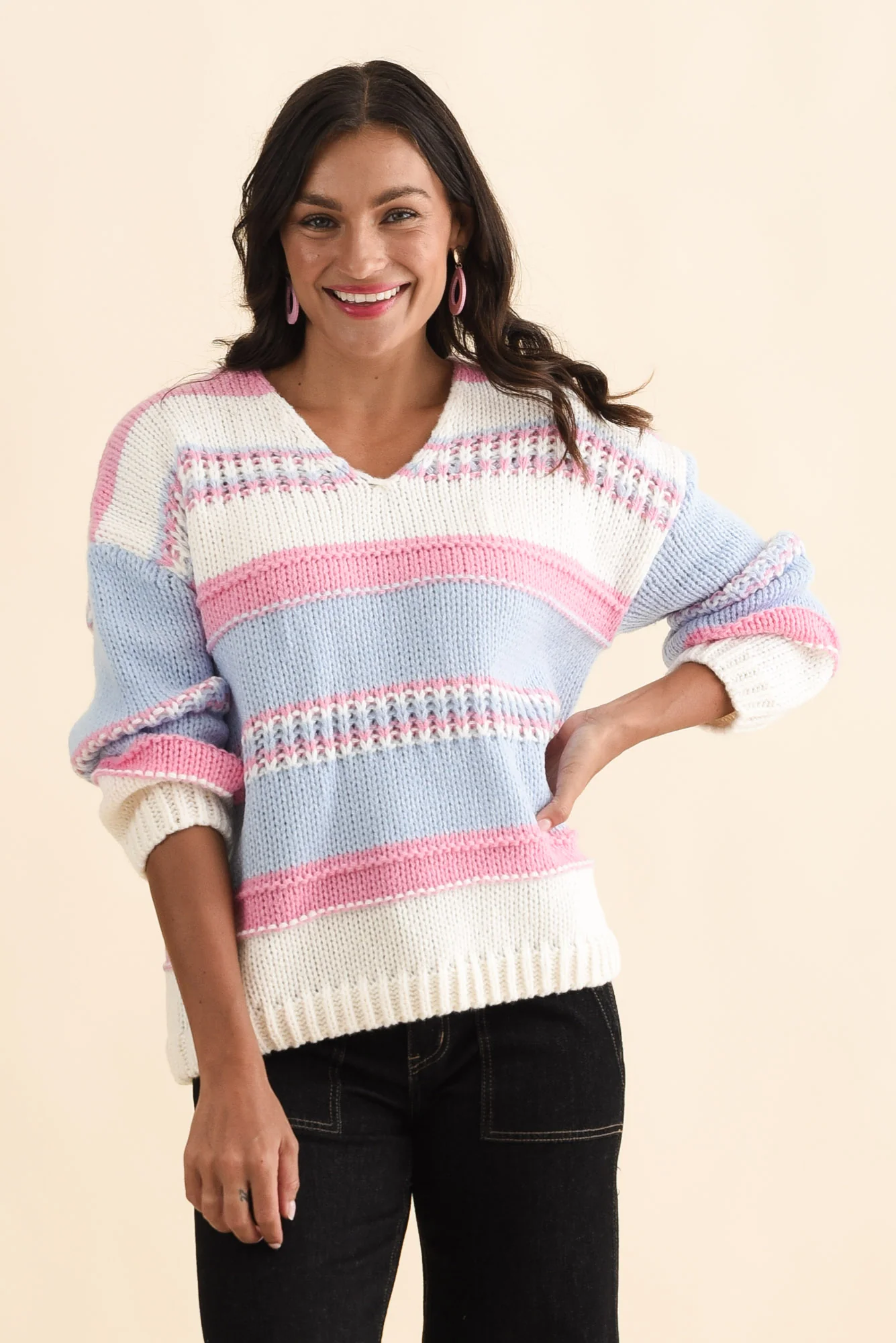 Alore Blue Stripe Knit Sweater - Image 2
