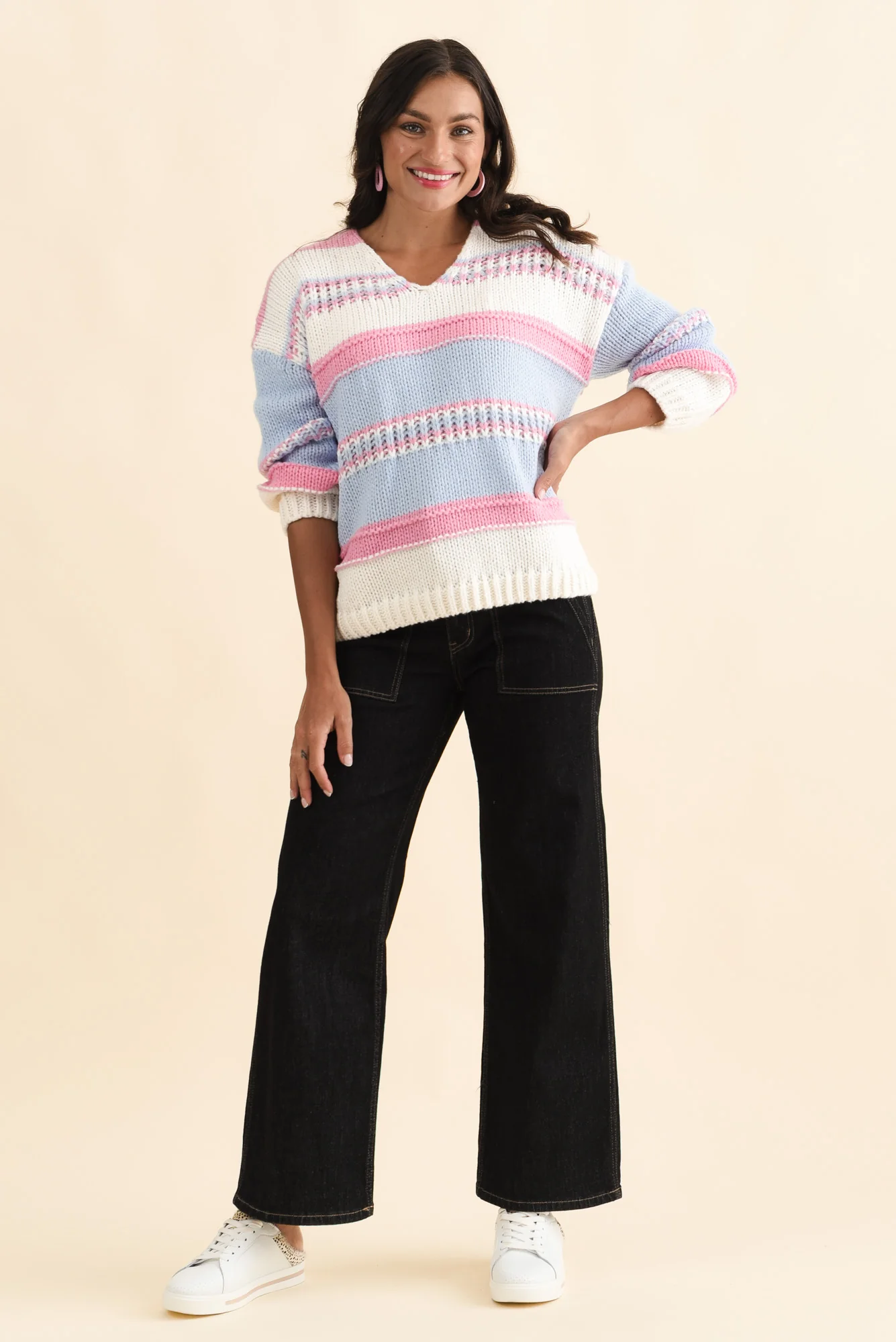 Alore Blue Stripe Knit Sweater - Image 3