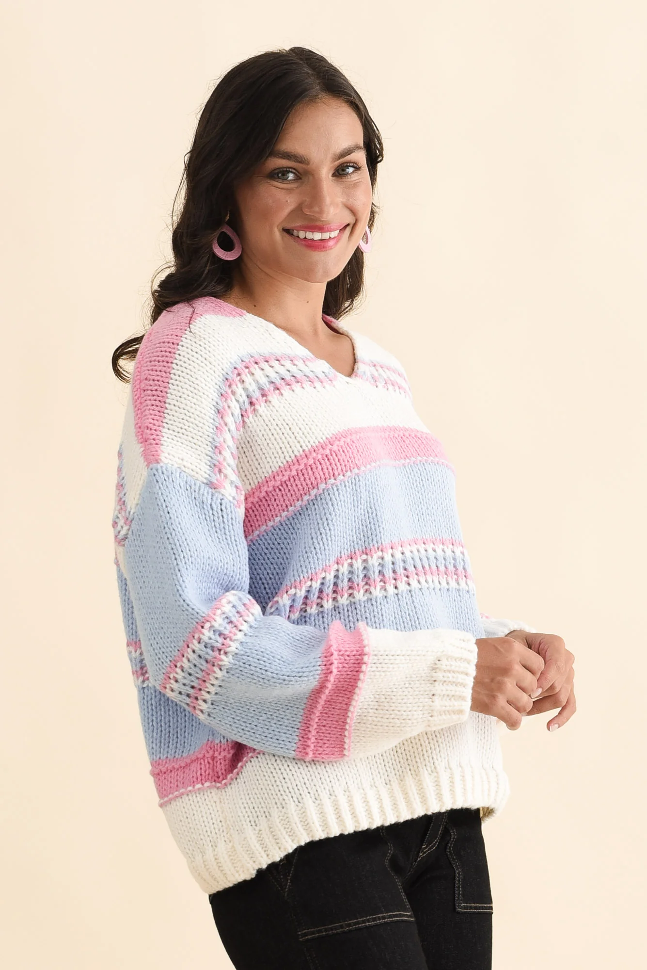 Alore Blue Stripe Knit Sweater - Image 4