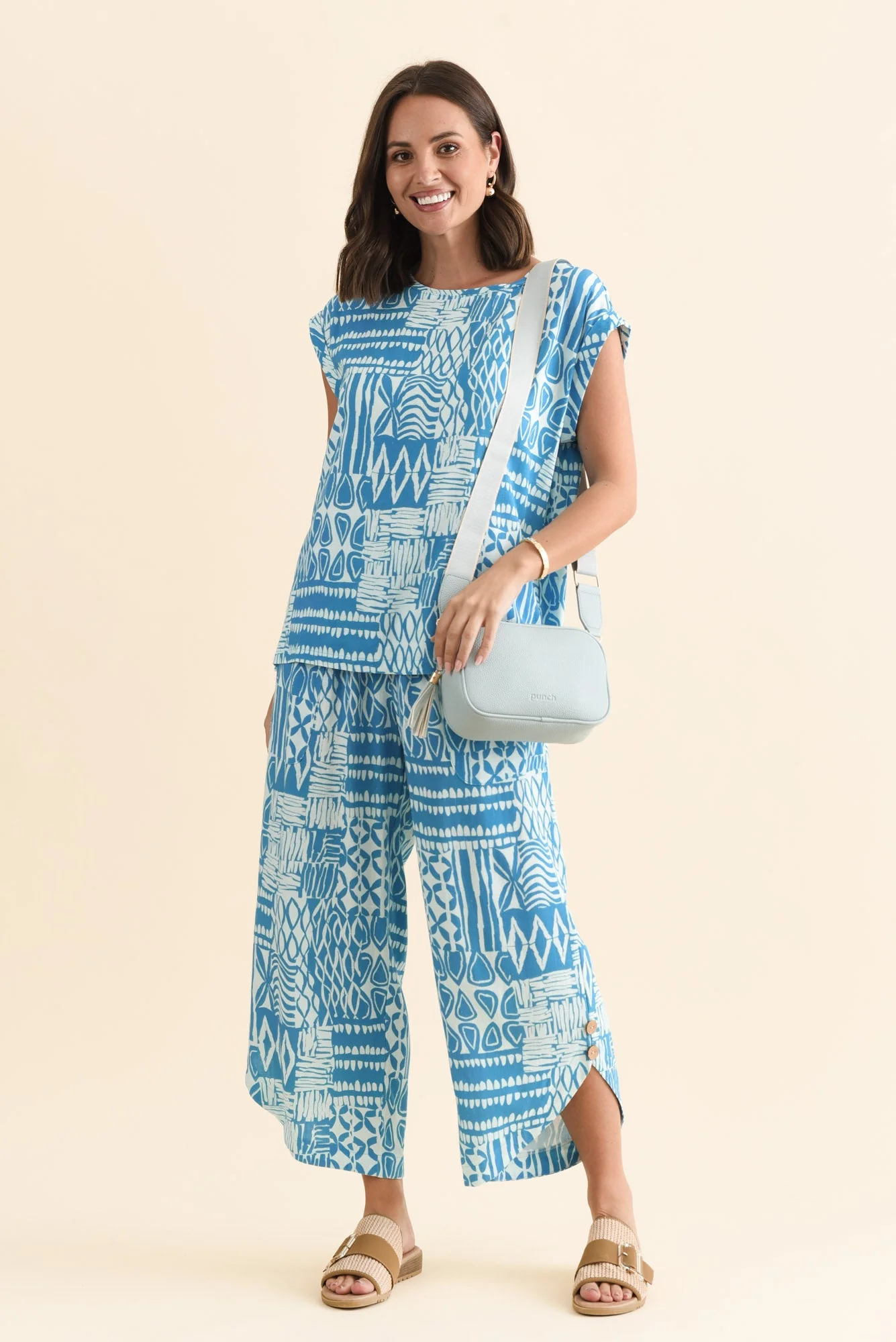 Alta Blue Mosaic Linen Cotton Top - Image 3