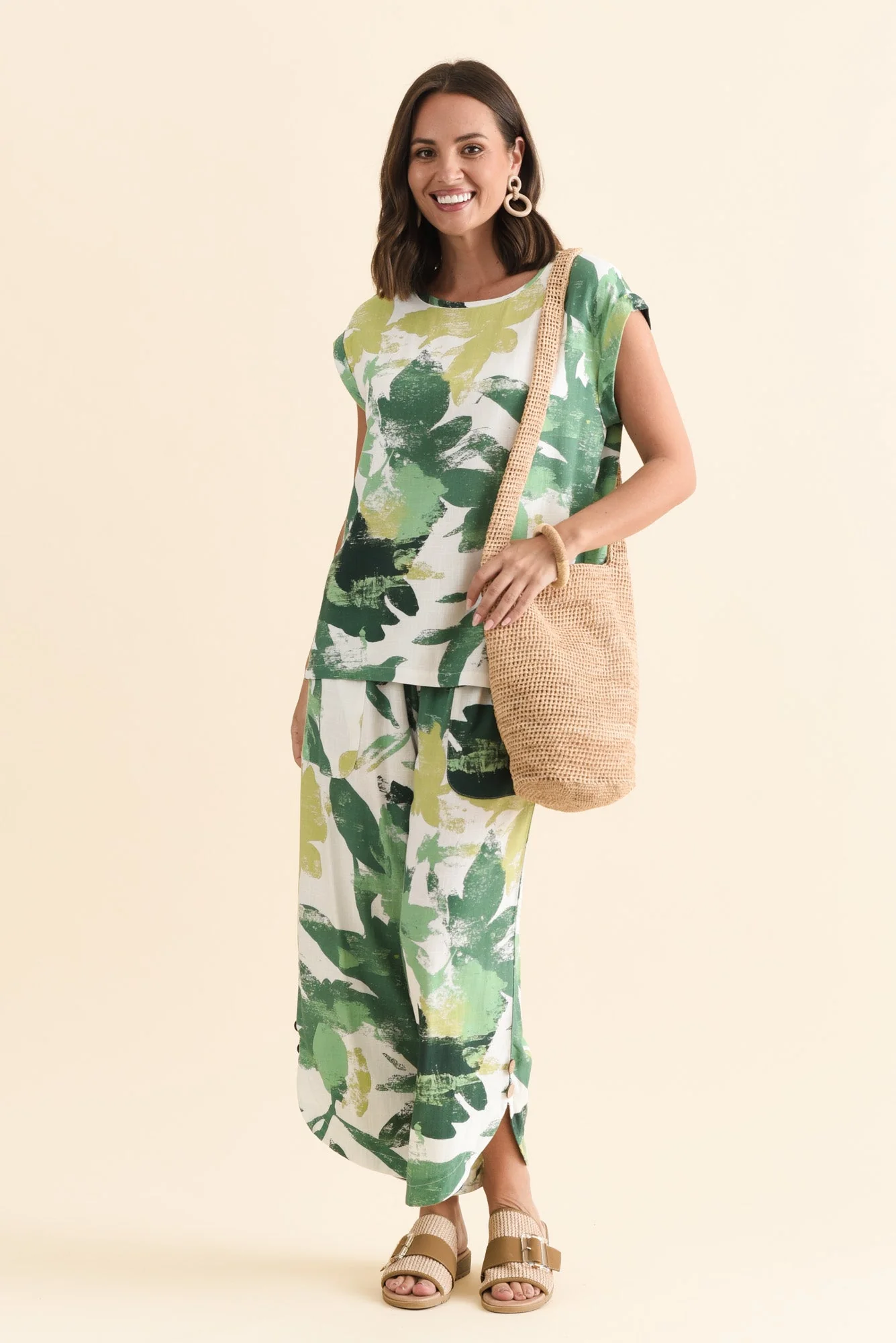 Alta Green Leaf Linen Cotton Top - Image 2